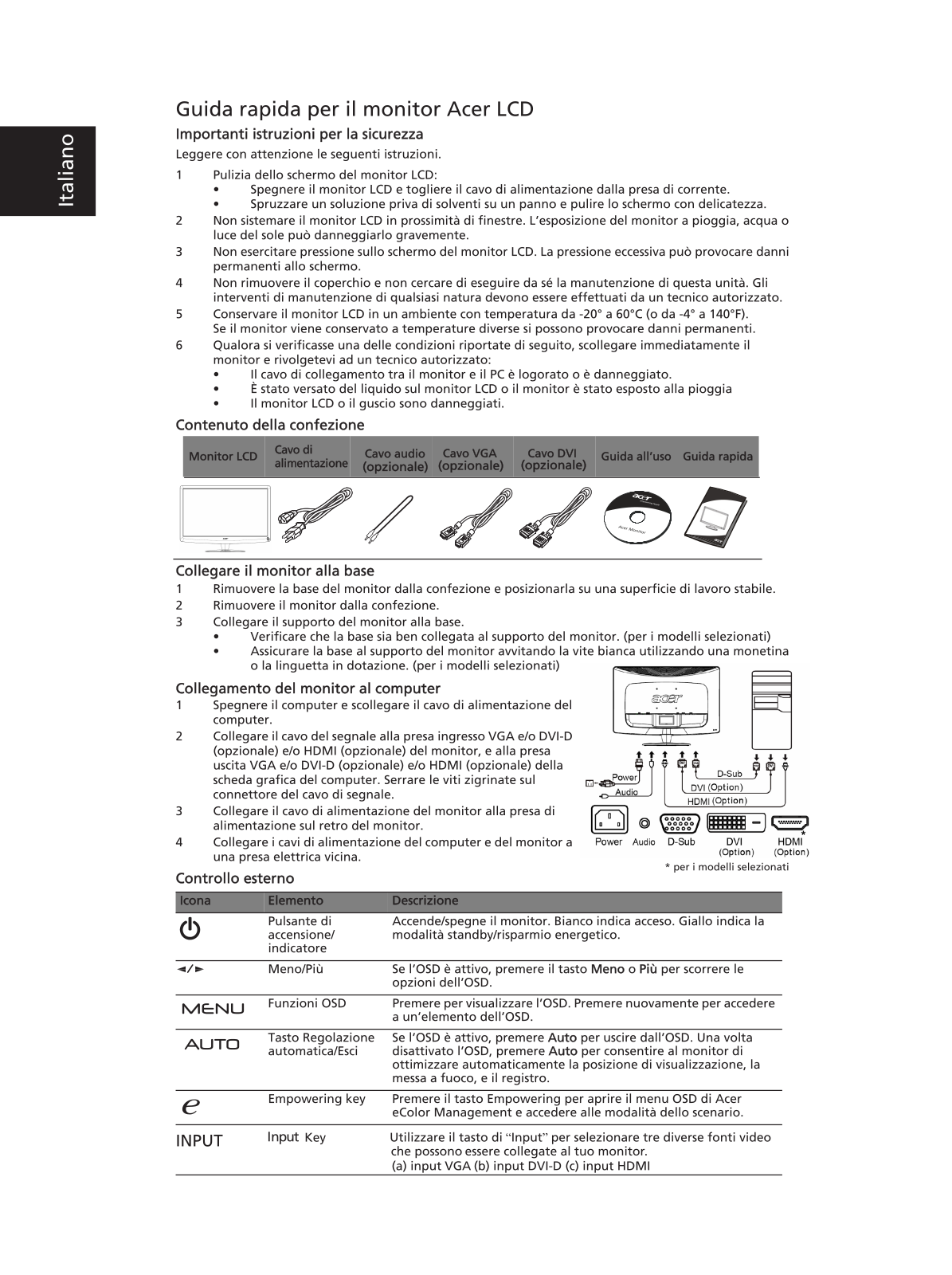 Acer H234H QUICK START GUIDE