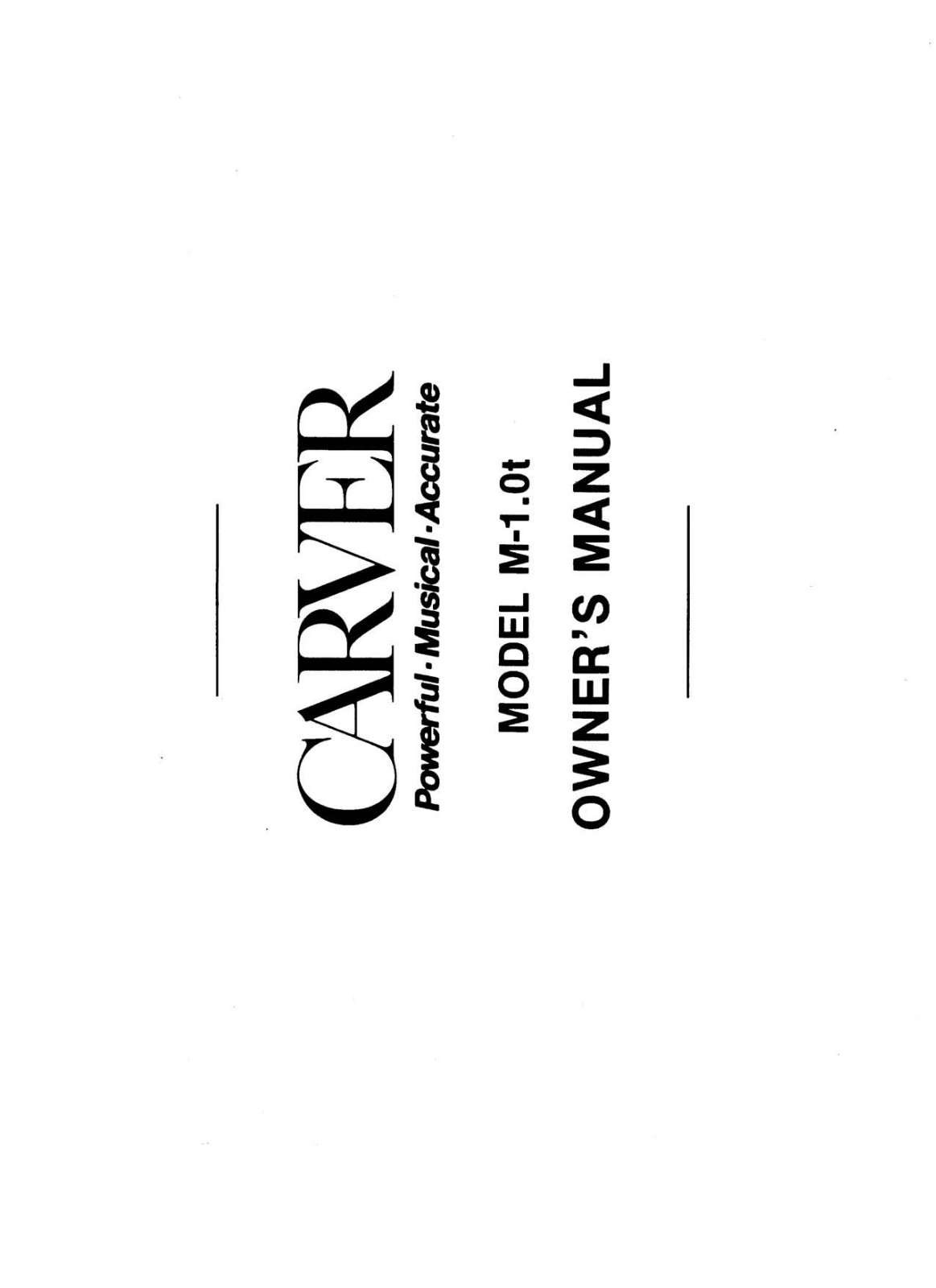 Carver M-1.0-T Owners manual