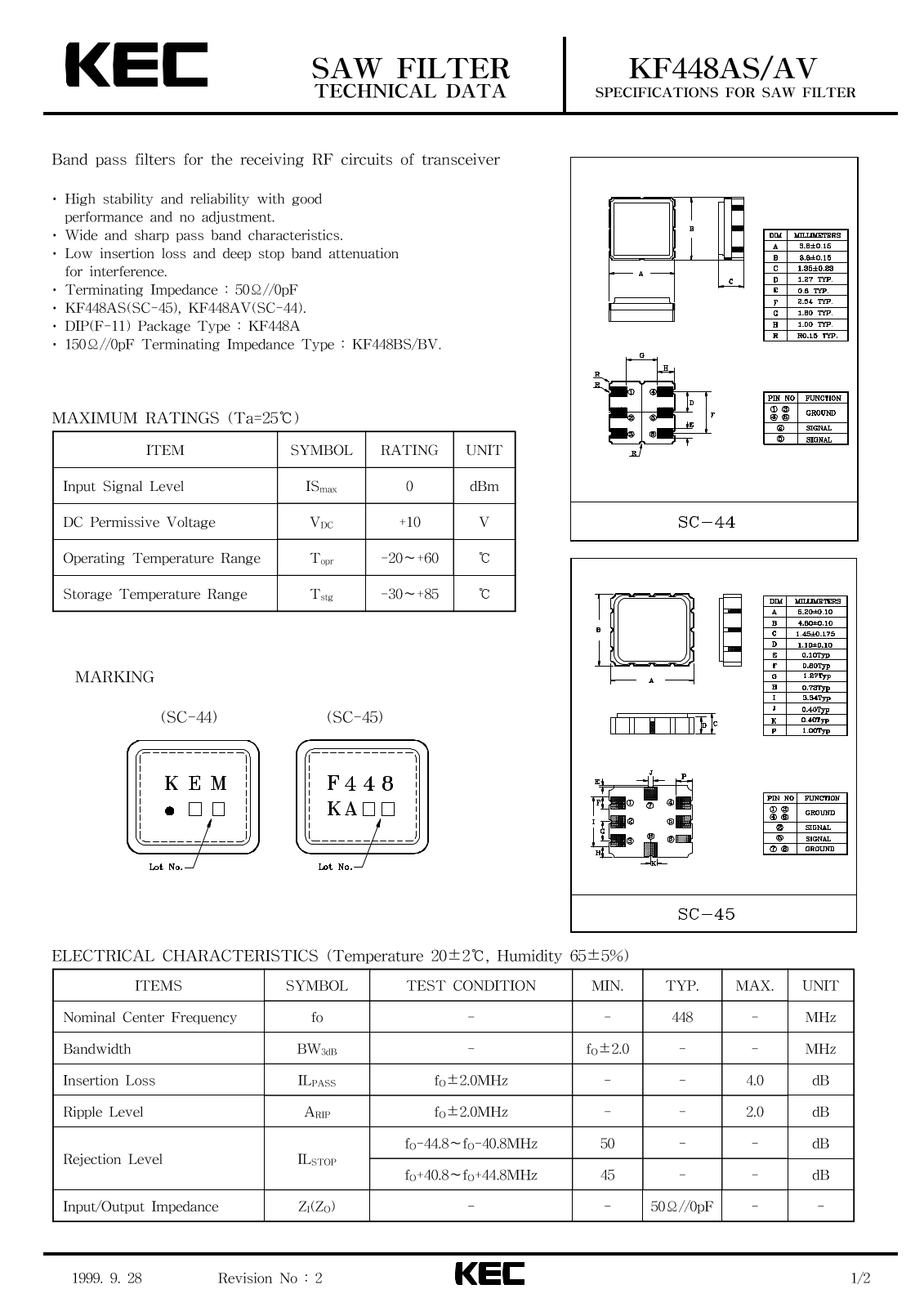 KEC KF448AV, KF448AS Datasheet