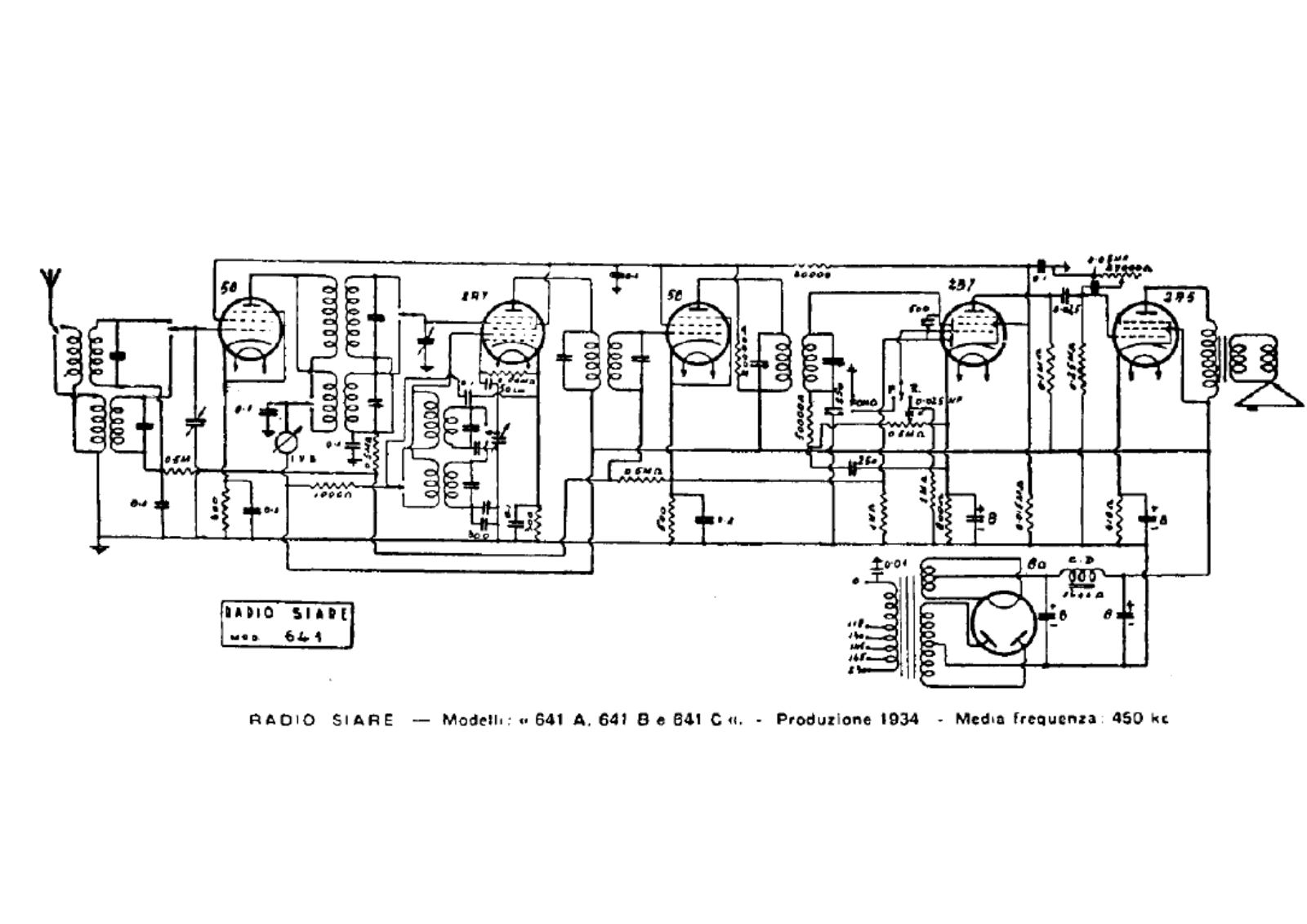 Siare Crosley 641a, 641b, 641c schematic