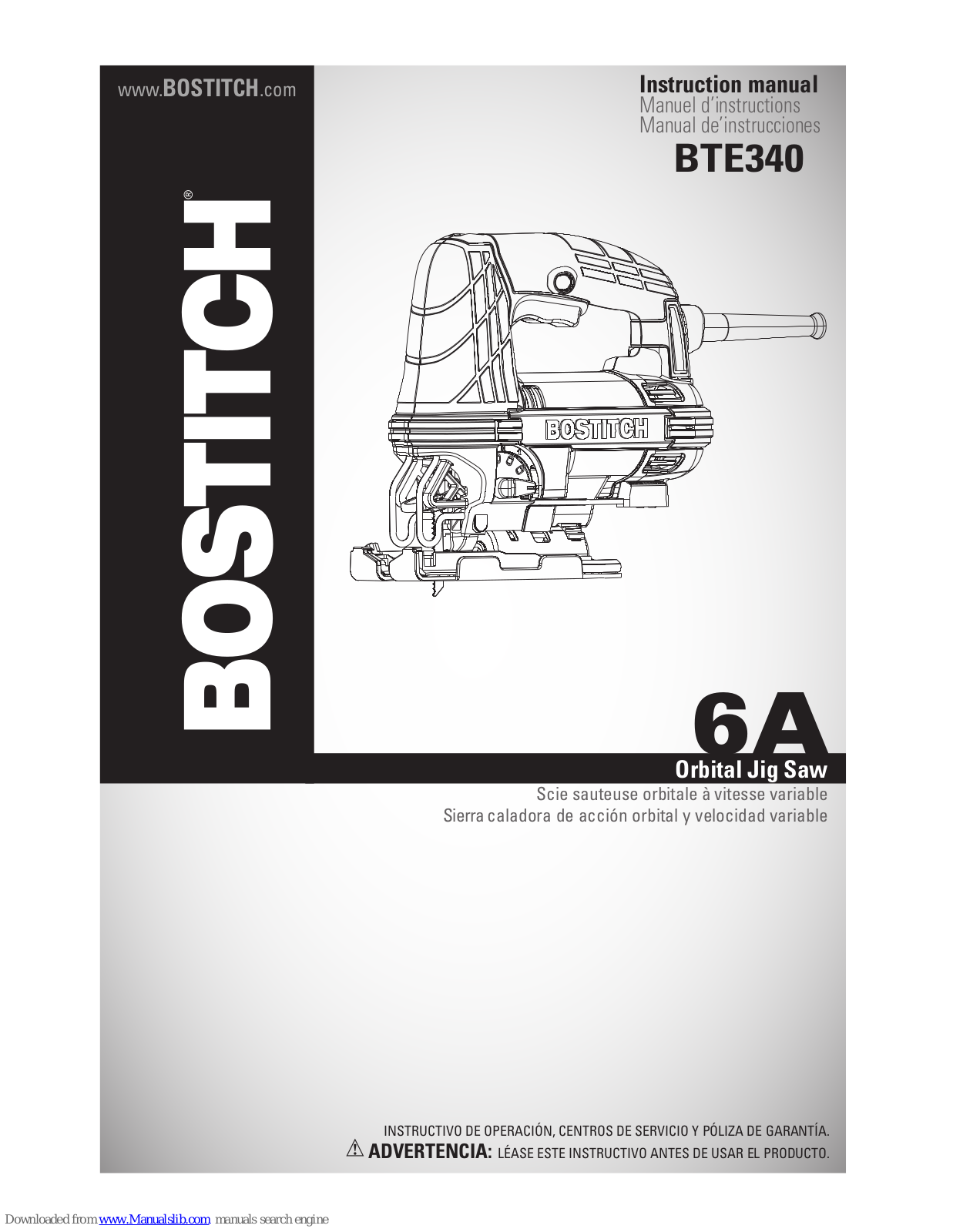 Bostitch BTE340 Instruction Manual