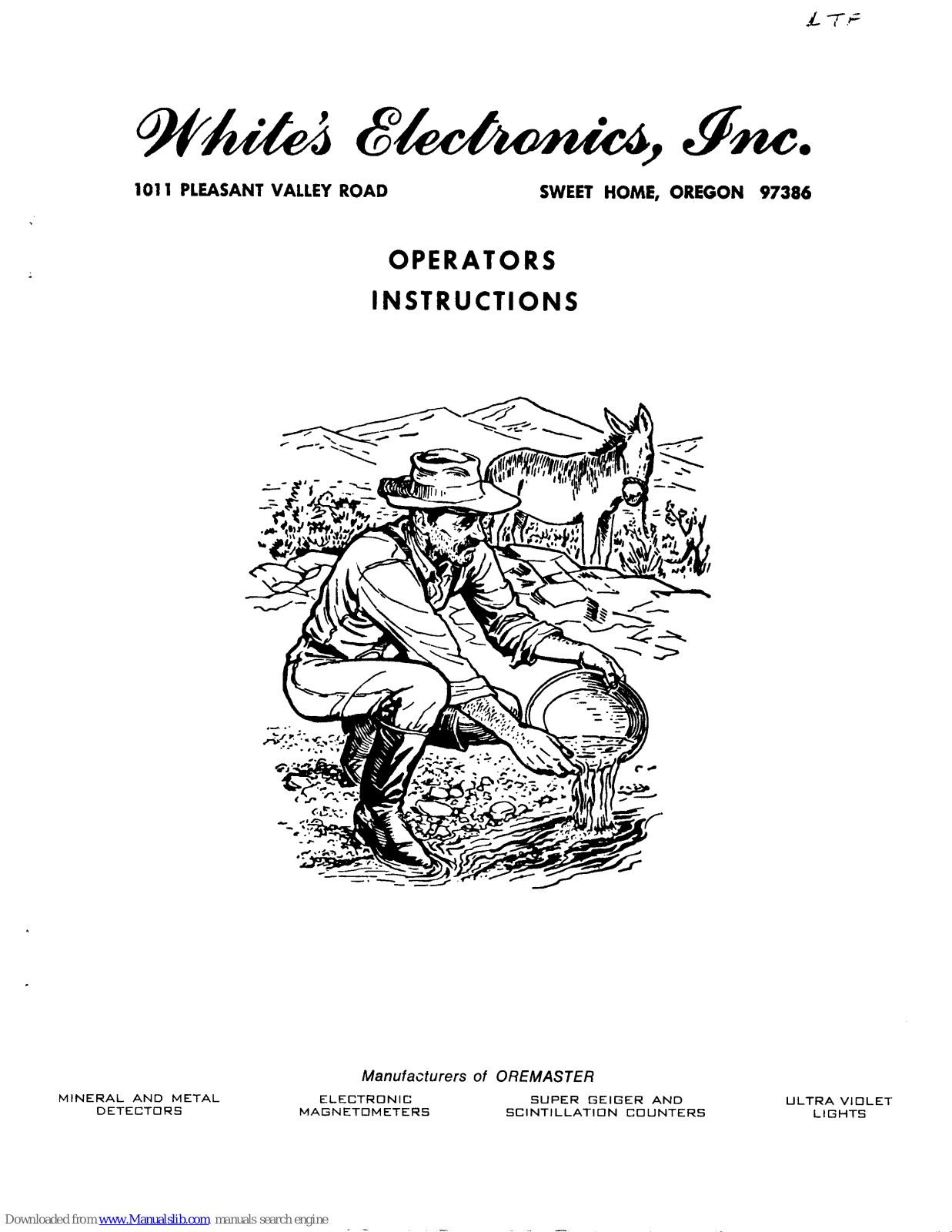 White’s Electronics Little Treasure Finder 1 Operating Instructions Manual