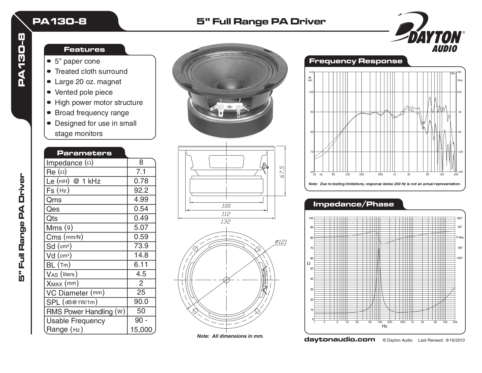 Dayton PA130-8 User Manual