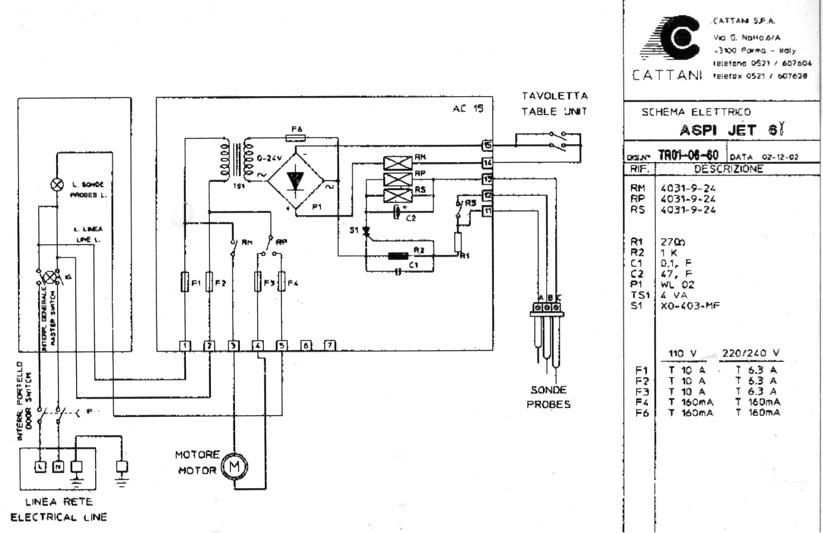 Cattani Aspi-Jet 6 Circuit diagram