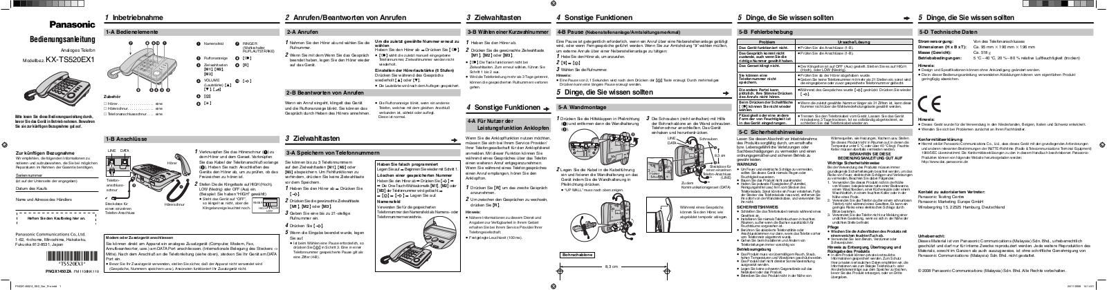 PANASONIC KX-TS520 User Manual