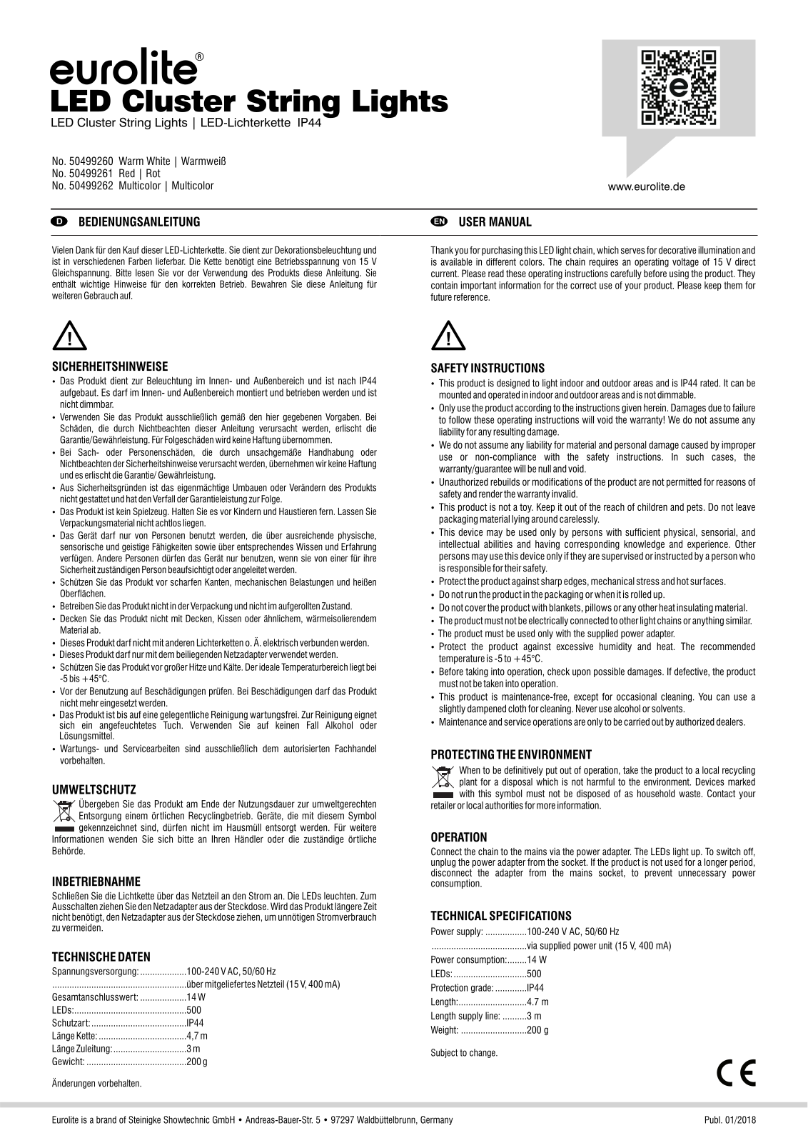 Eurolite LED Cluster String Lights USER MANUAL