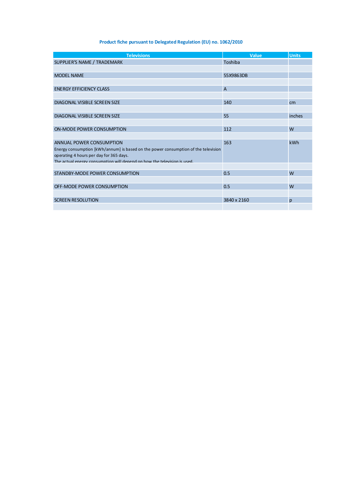 Toshiba 55X9863DB Instruction manual