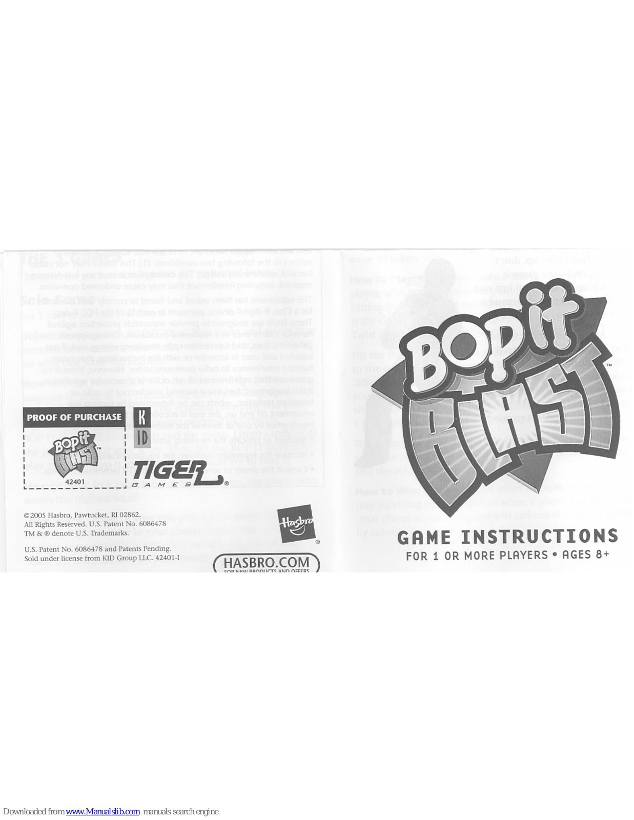 Tiger Games Bop It Blast Instructions Manual