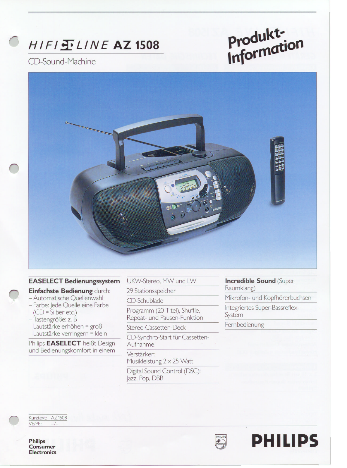 Philips AZ1508 User Manual