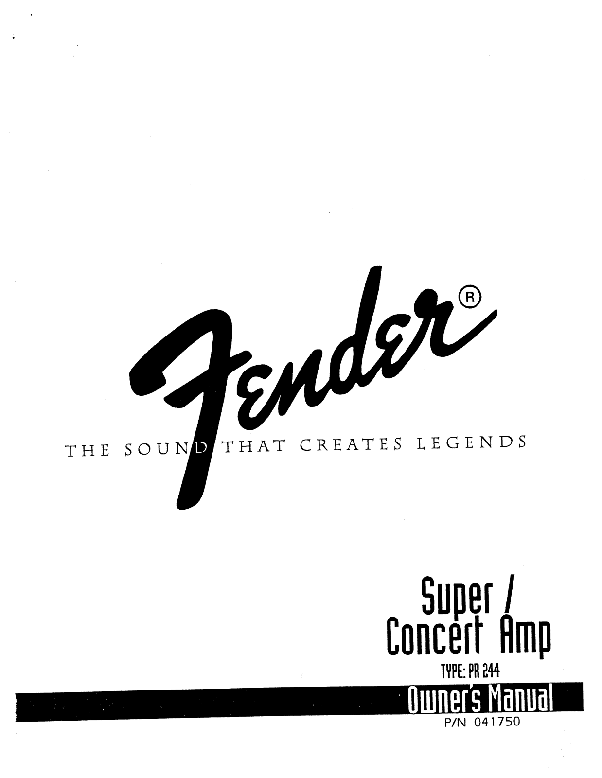 Fender PR 244 Owner's Manual