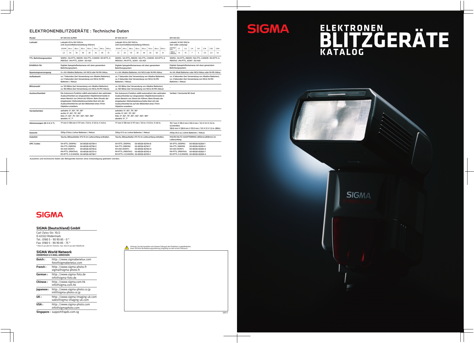 Sigma EF-610 DG SUPER, EF-610 DG ST, EM-140 DG BROCHURE