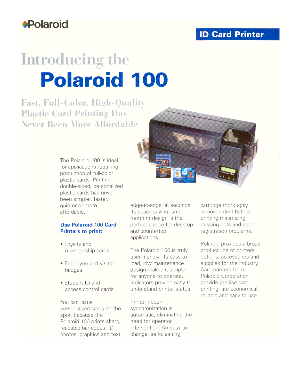 Polaroid 100-INFO SHEET User Manual