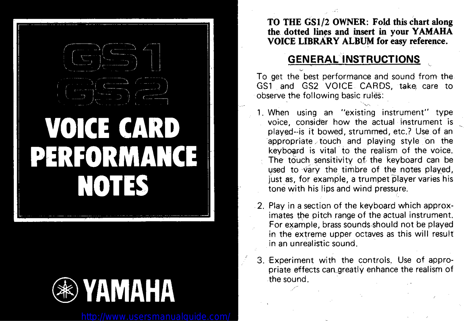 Yamaha Audio GS2, GS1 User Manual