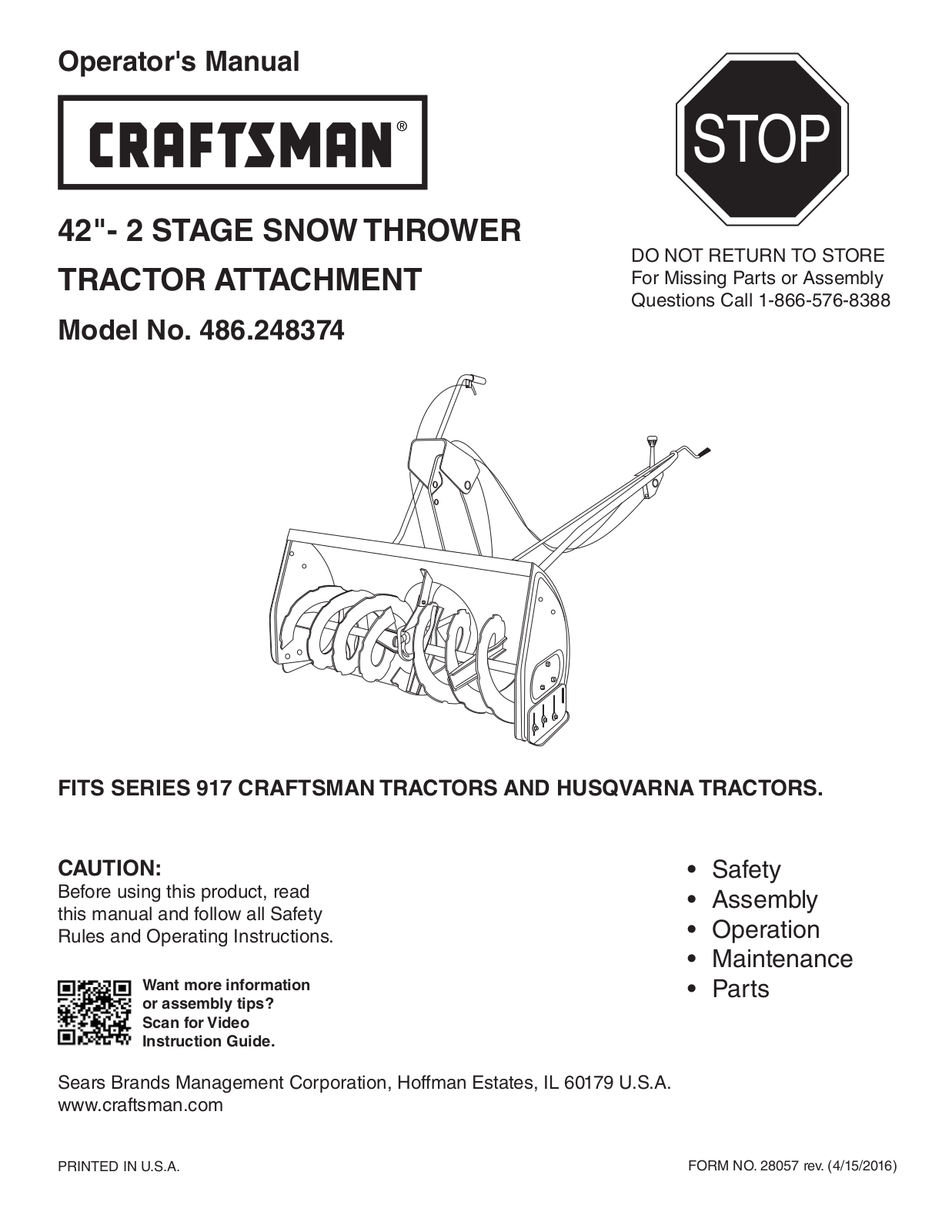 Craftsman 486248374 Owner’s Manual