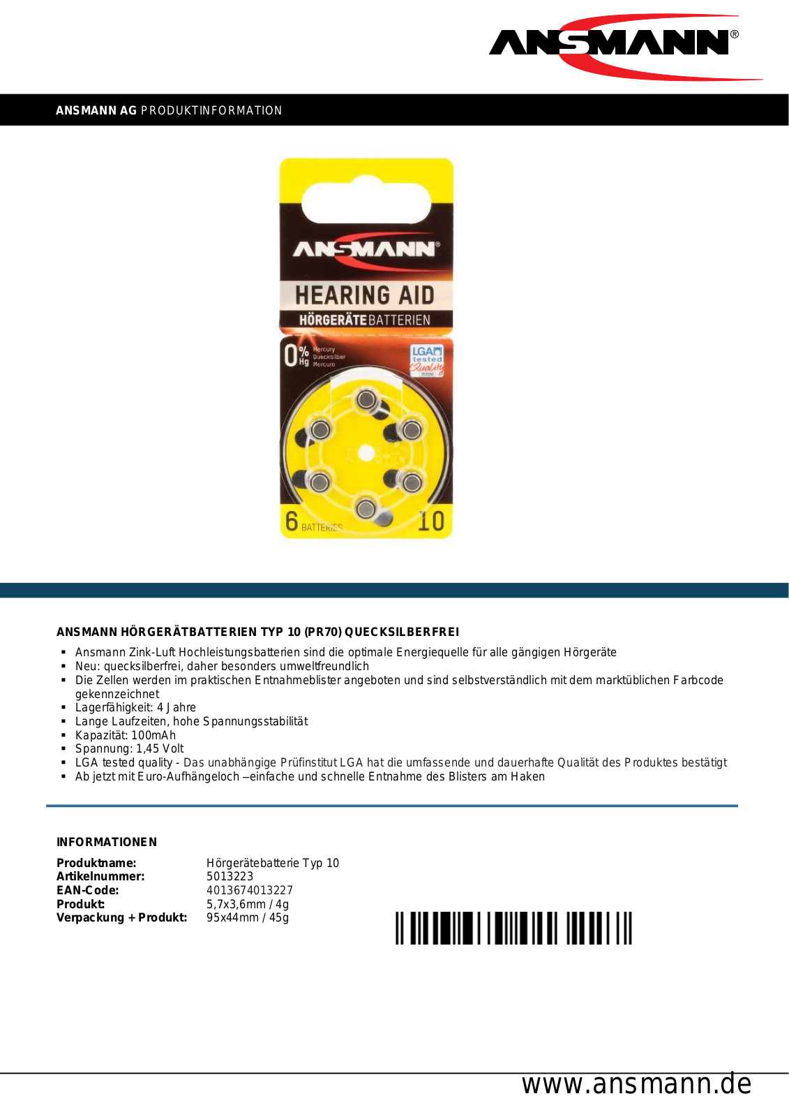 ANSMANN ANS 5013223 Datasheet - ManualMachine.com