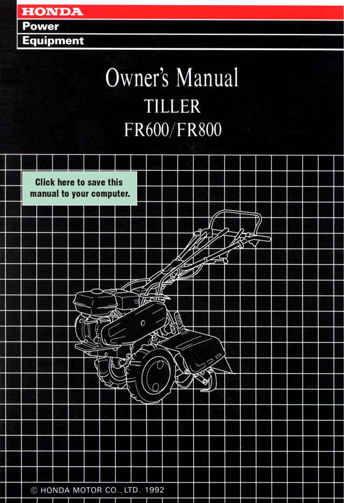 Honda FR600, FR800 Owner's Manual