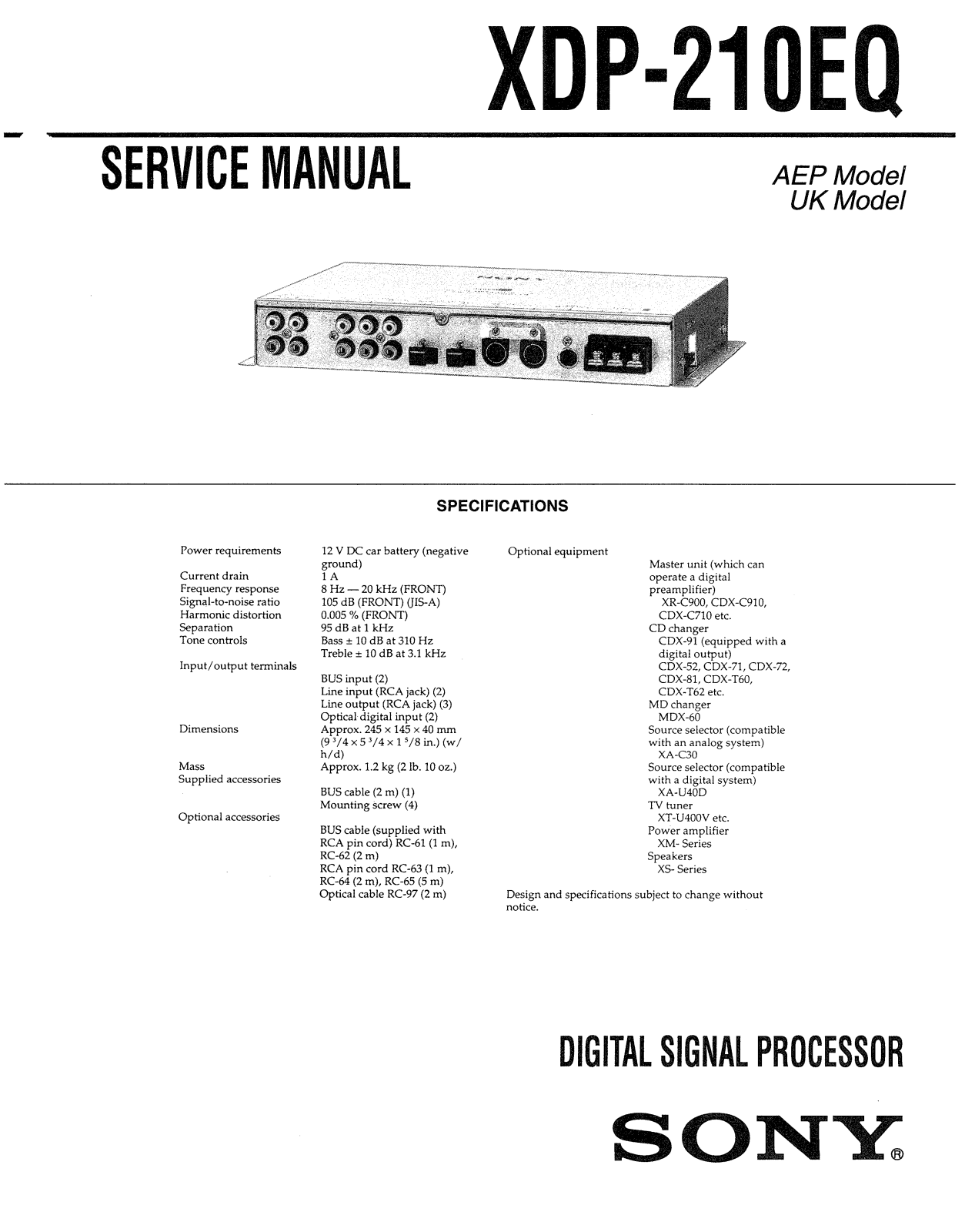 Sony XDP-210-EQ Service manual