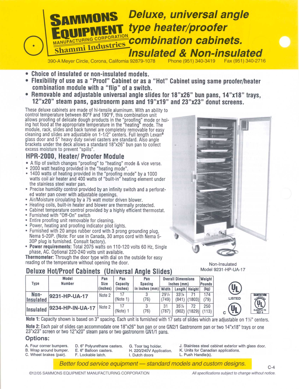 Sammons Equipment 9231-DEP-UA-16 User Manual