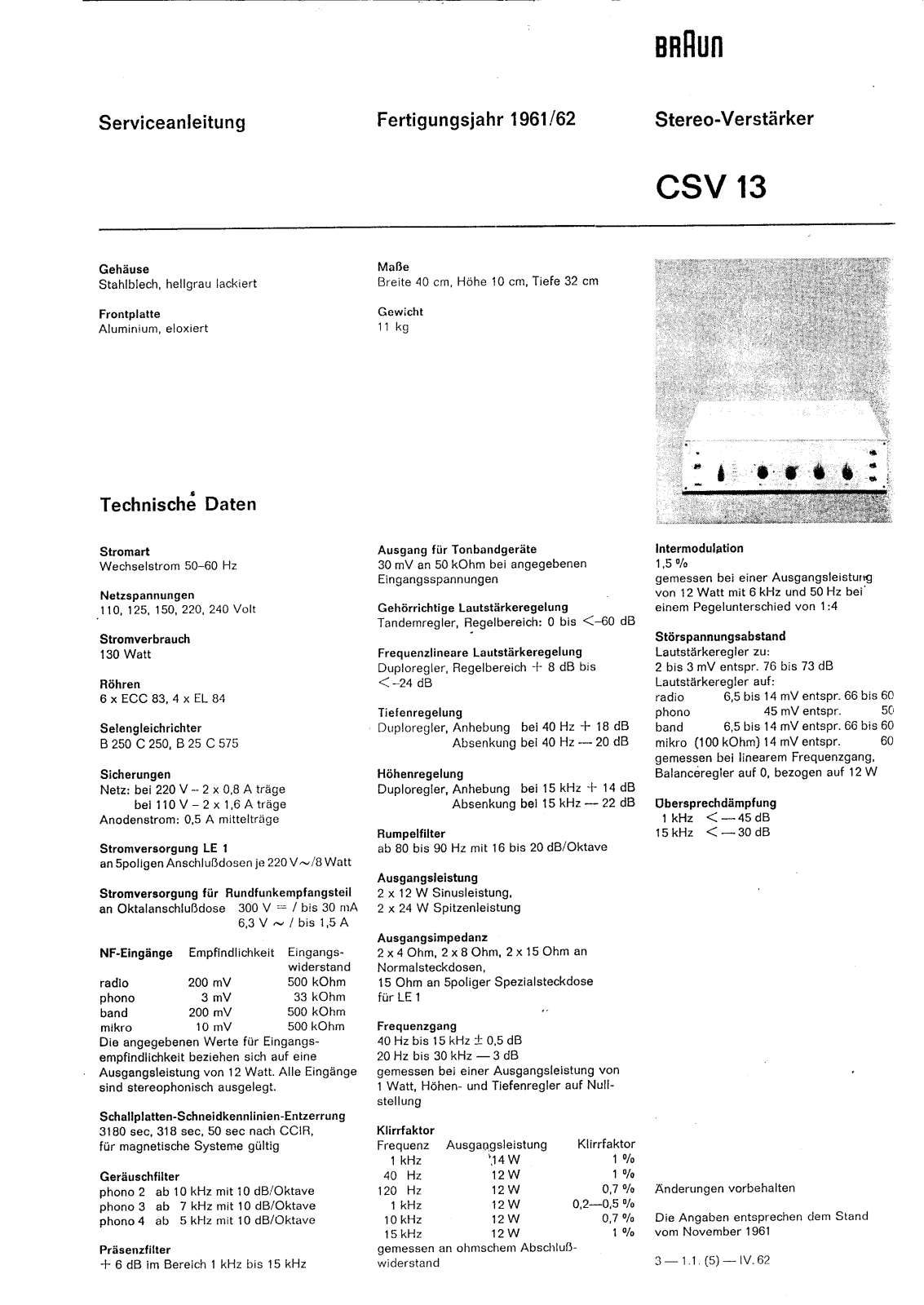 Braun CSV-13 Service Manual