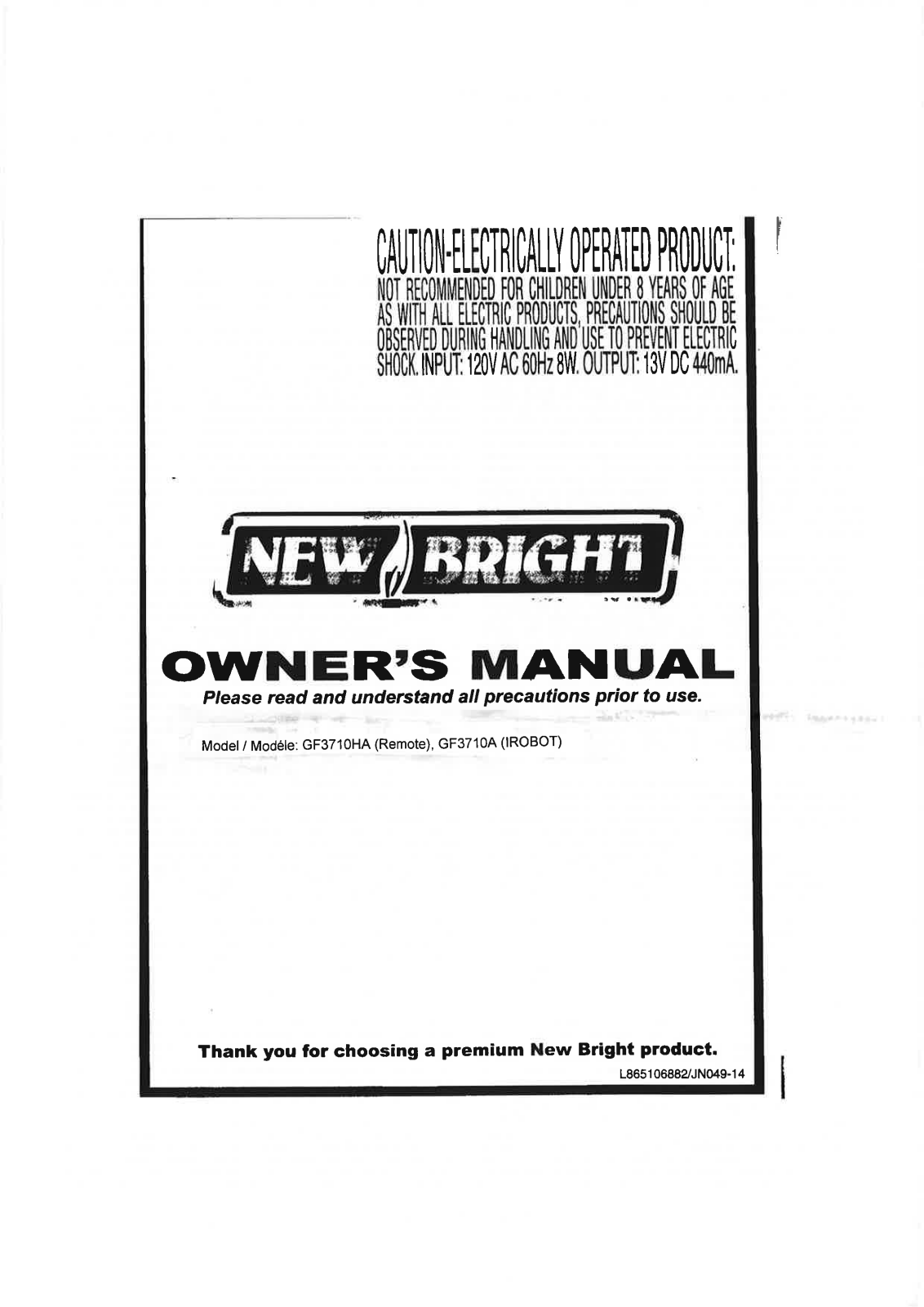 New Bright Co GF3710A User Manual