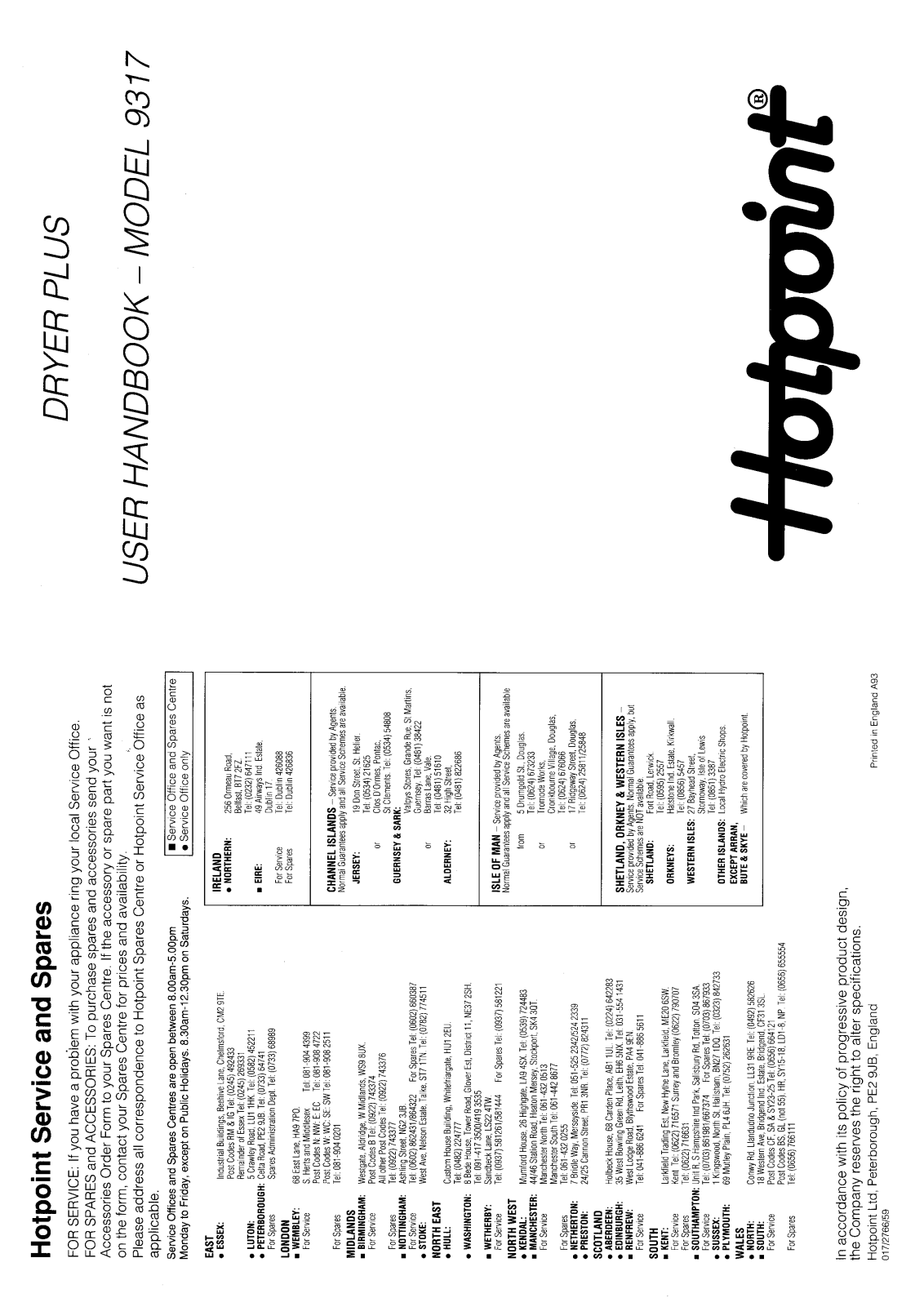 Hotpoint-Ariston HB9317 User Manual