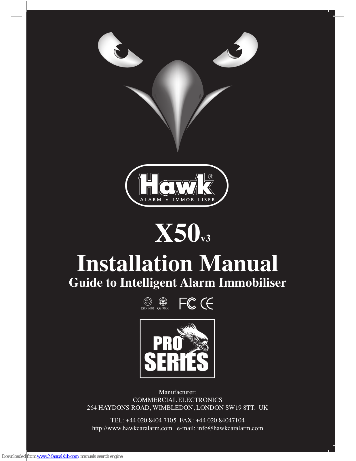 Hawk X50V3, X50 Installation Manual - ManualMachine.com