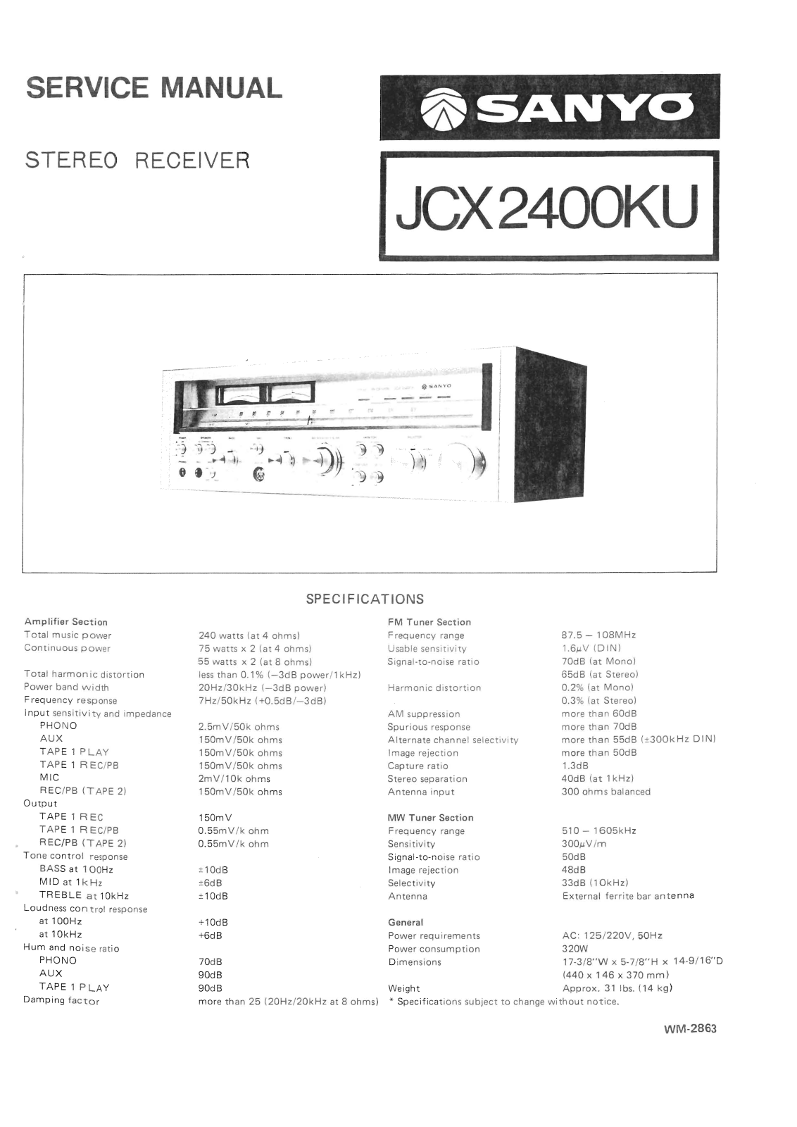 Sanyo JCX-2400KU Service Manual