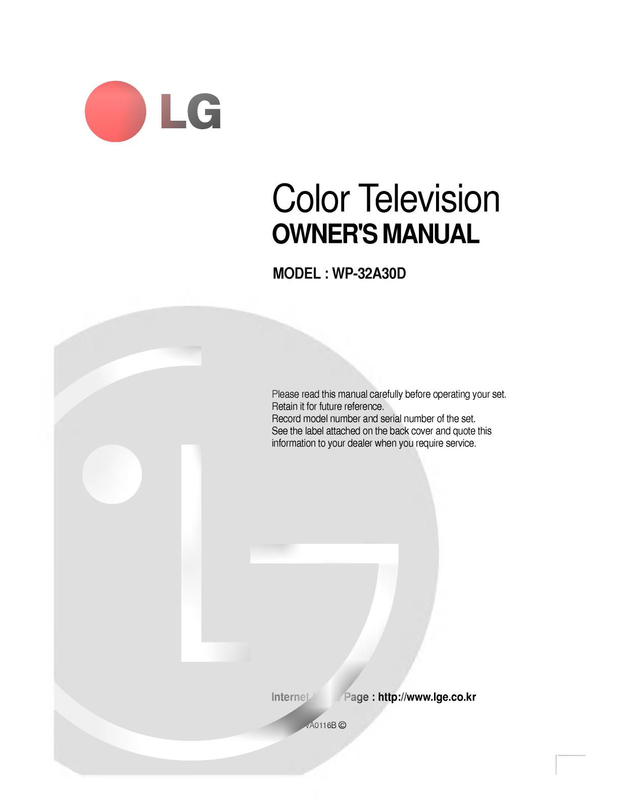 LG WP-32A30D user manuals