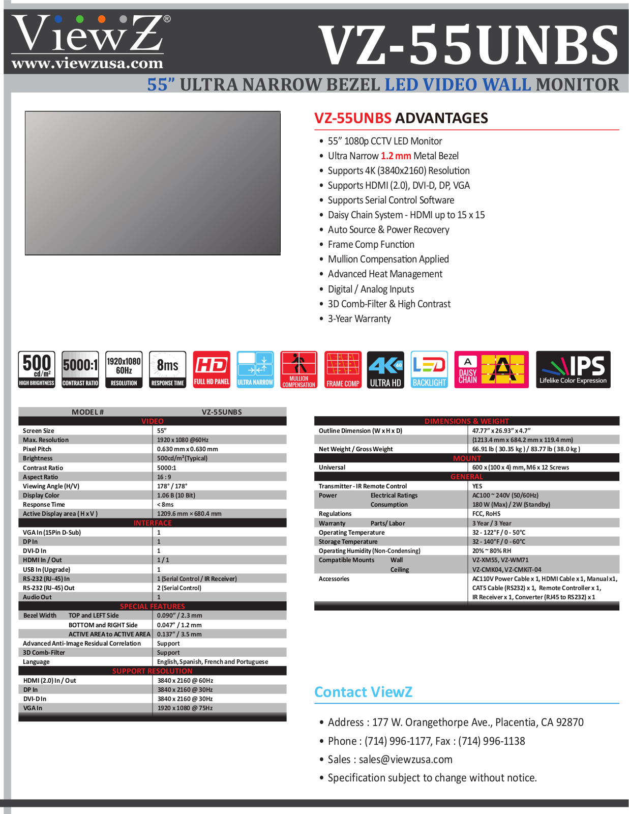 ViewZ VZ-55UNBS2x2-4 User Manual