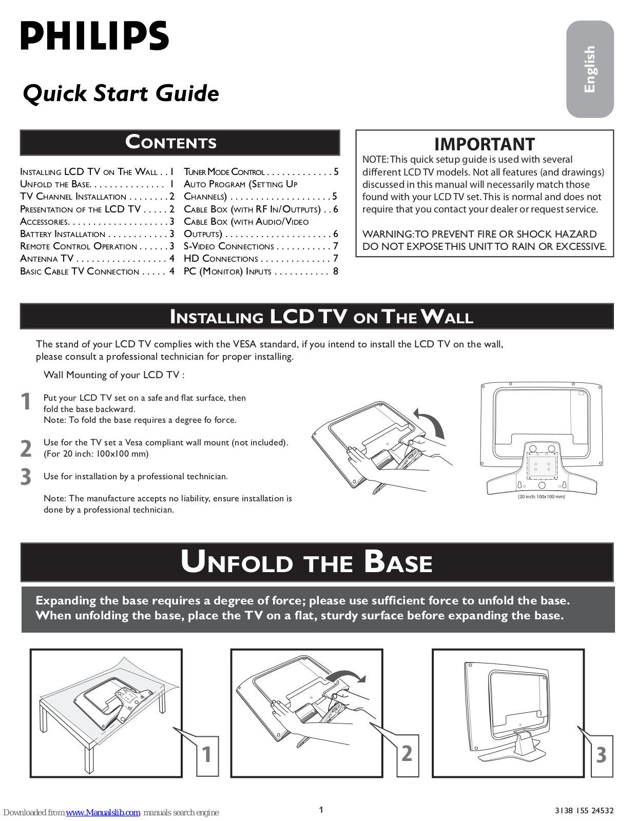 Philips 20TA1600/98 Quick Start Manual