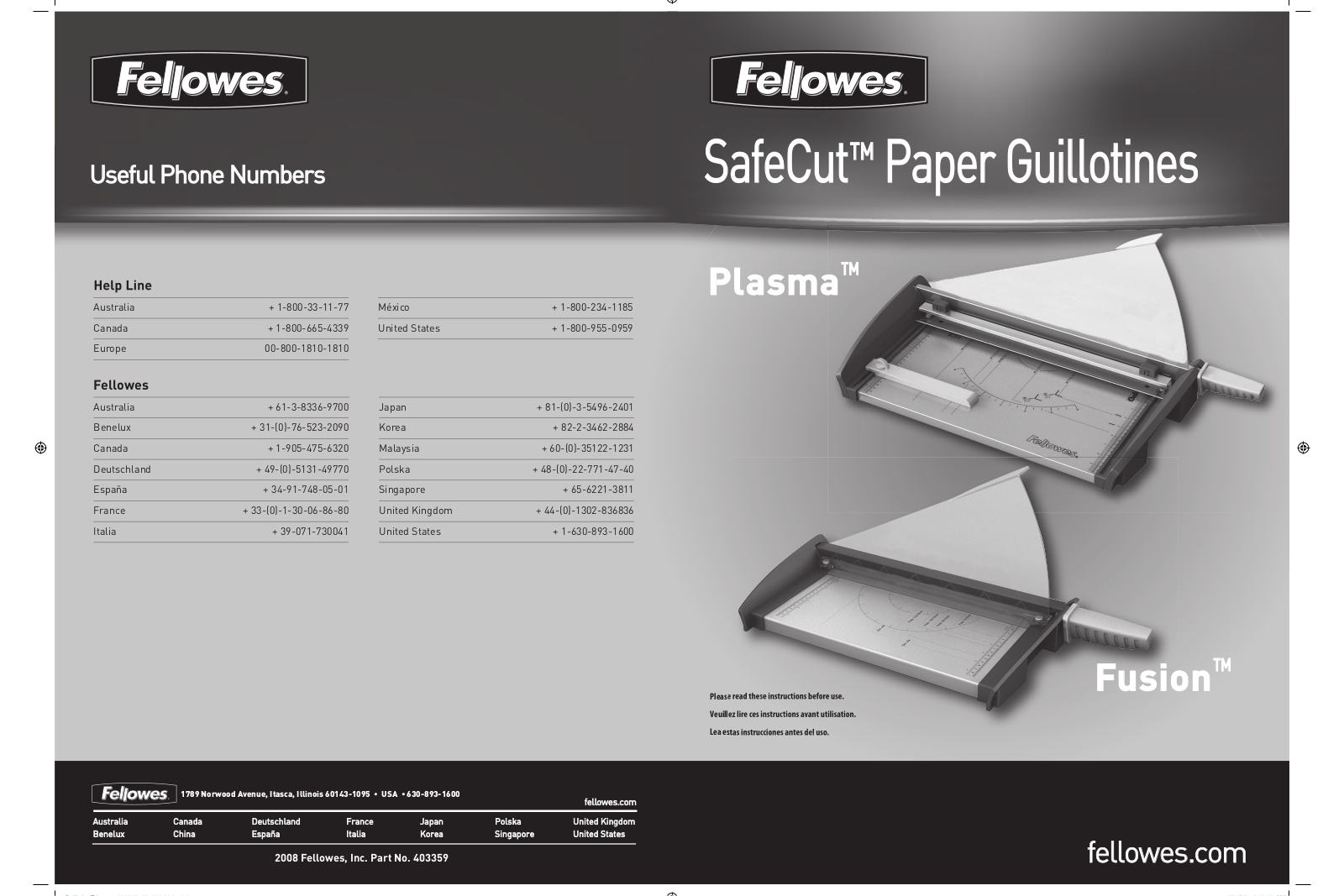 Fellowes Fusion 120, Plasma 150, Fusion 180, Plasma 180 User Manual - ManualMachine.com