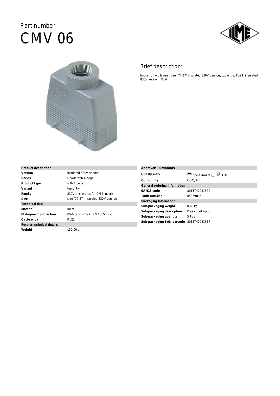 ILME CMV-06 Data Sheet