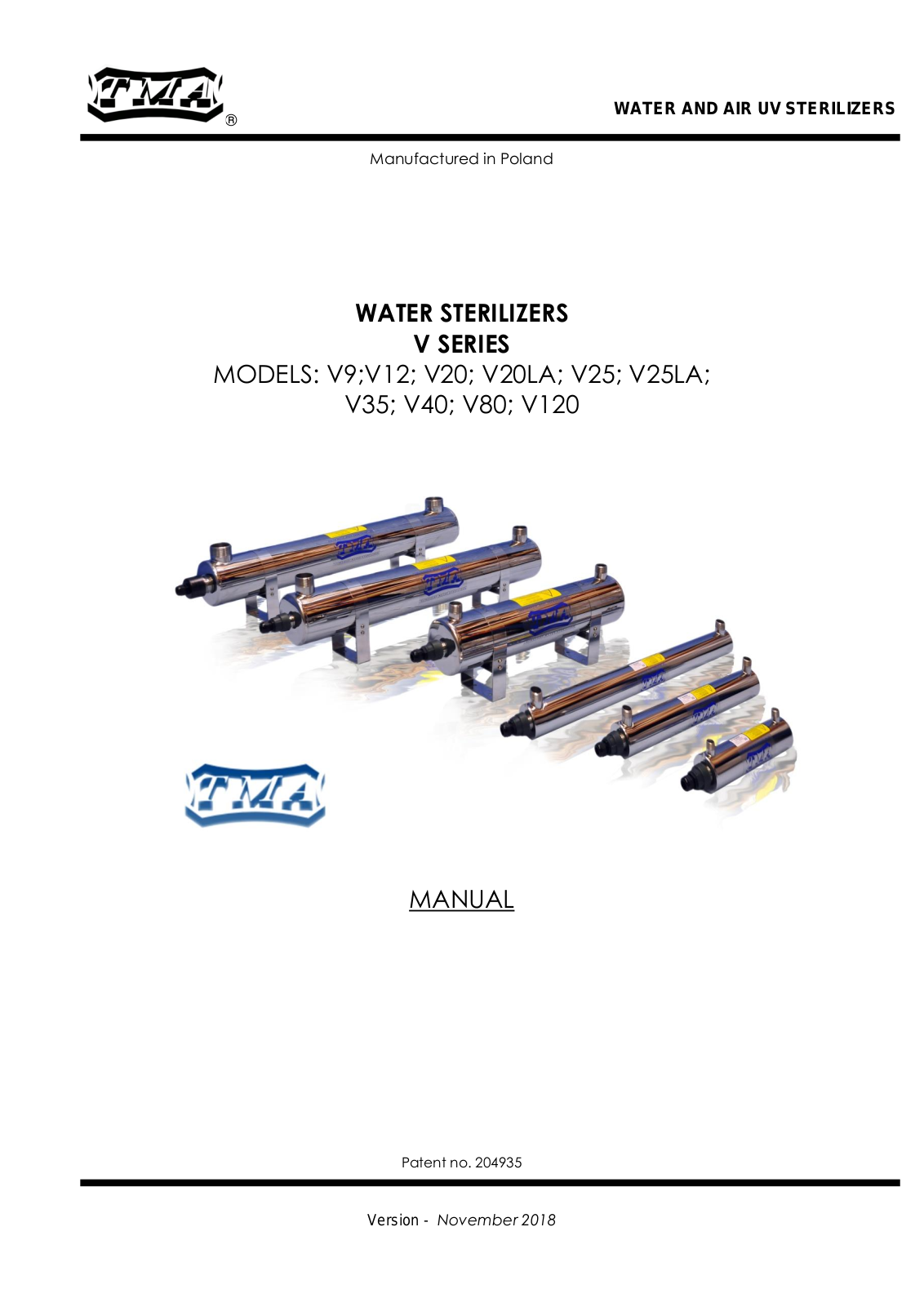 TMA V, V9, V12, V20, V20LA Series Manual