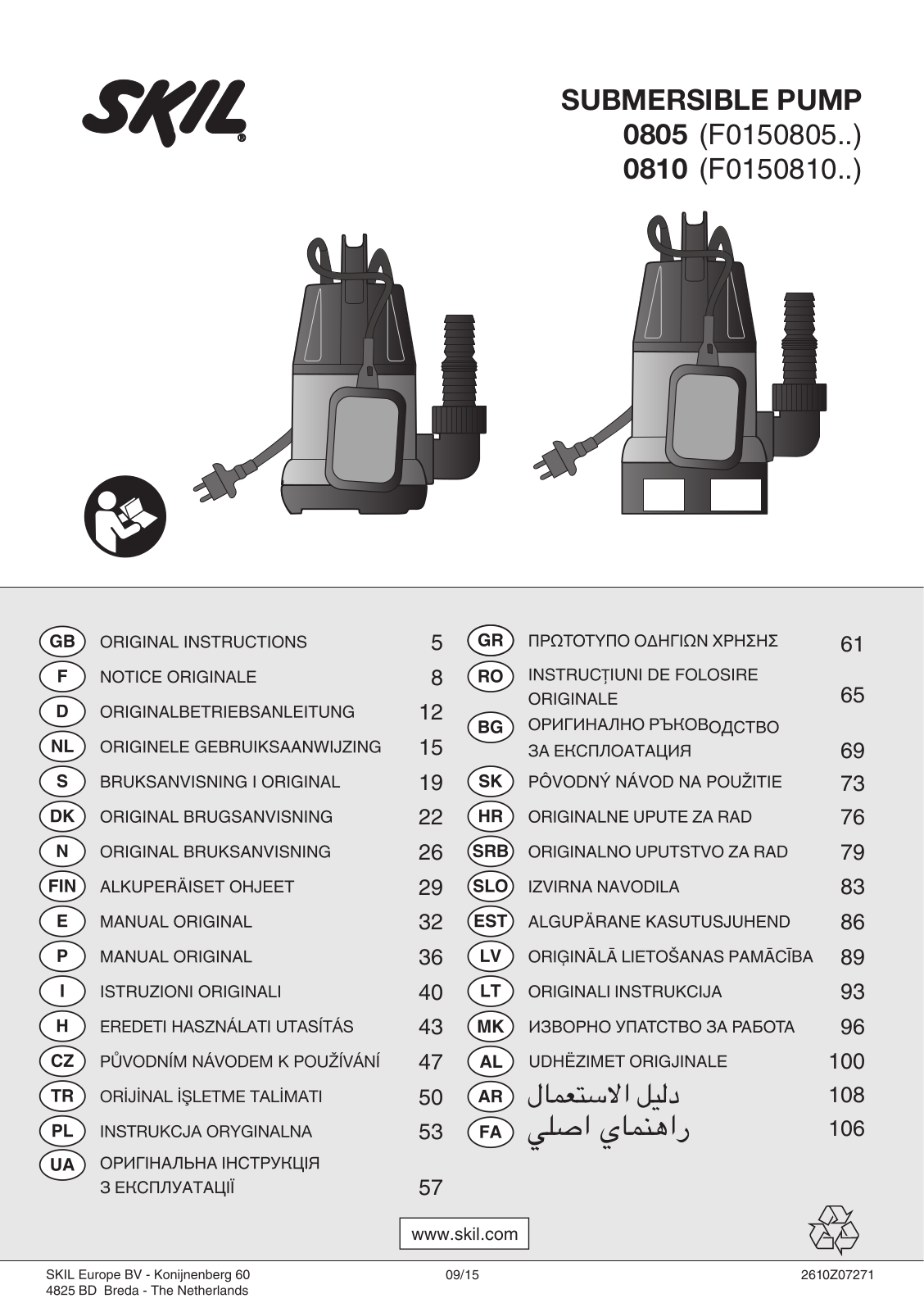 SKIL 0805, 0810 ORIGINAL INSTRUCTIONS