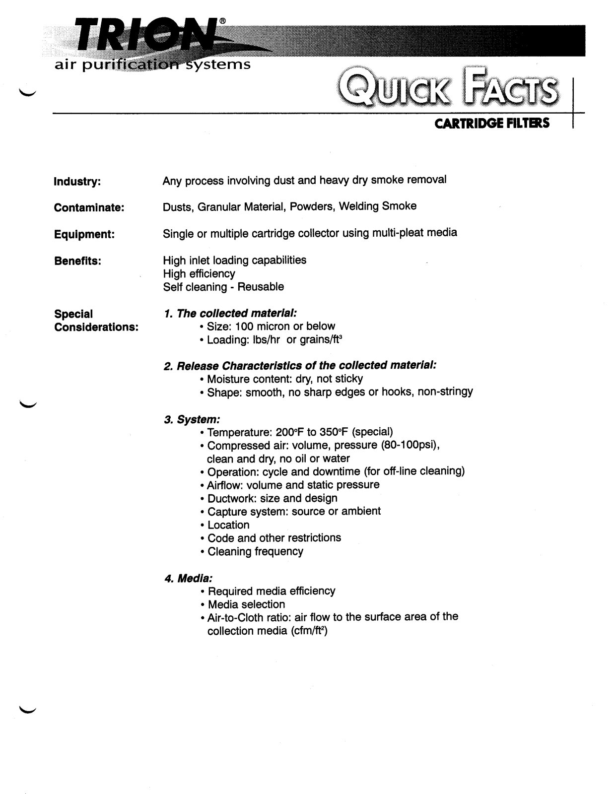 Trion Cartridge Filters User Manual