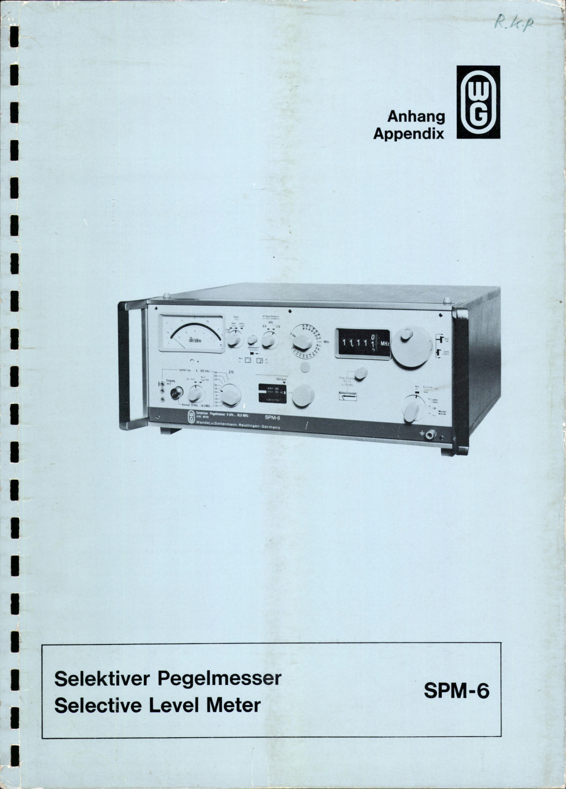 Wandel & Goltermann SPM-6 Service Manual