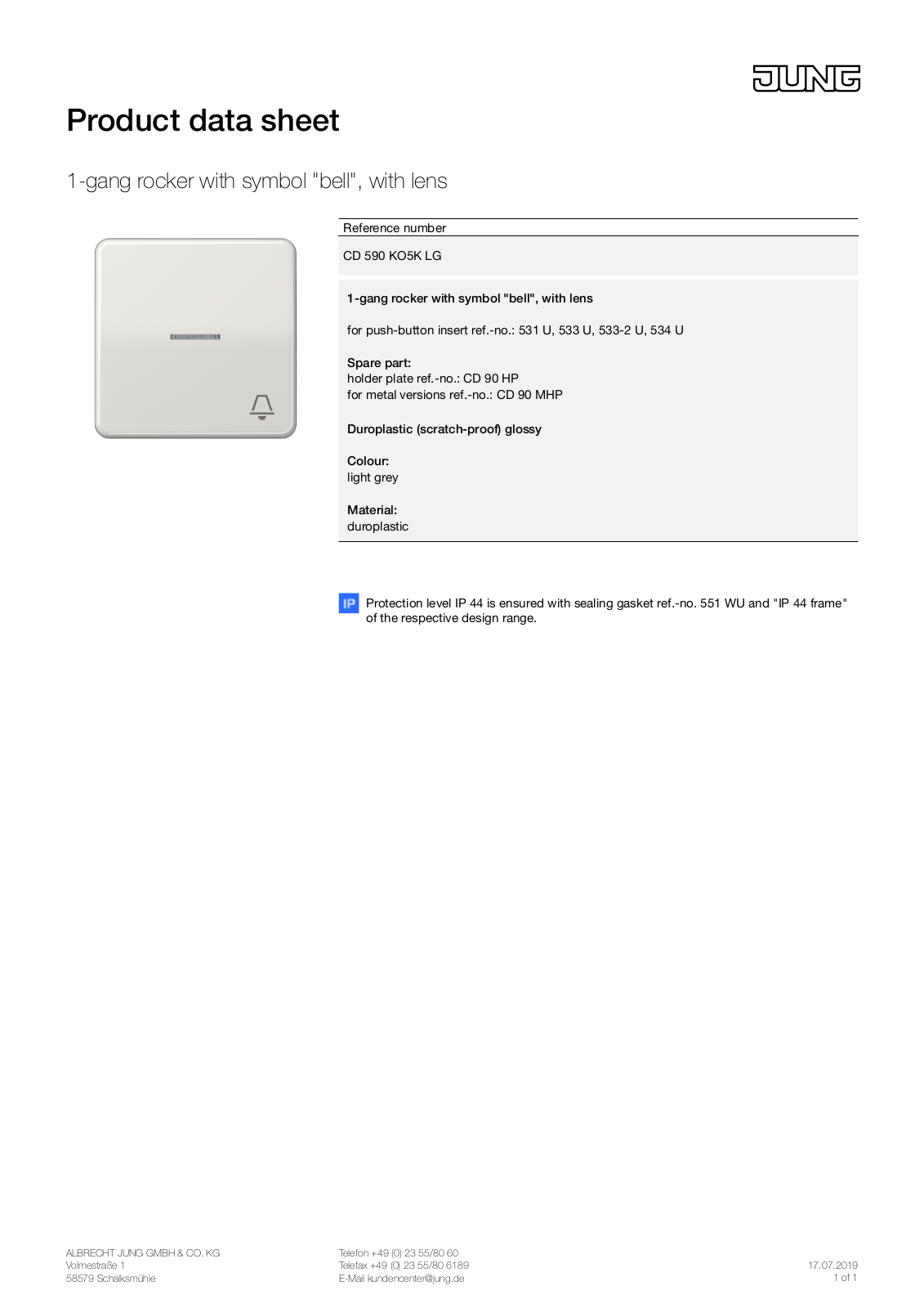 Jung CD 590 KO5K LG User Manual