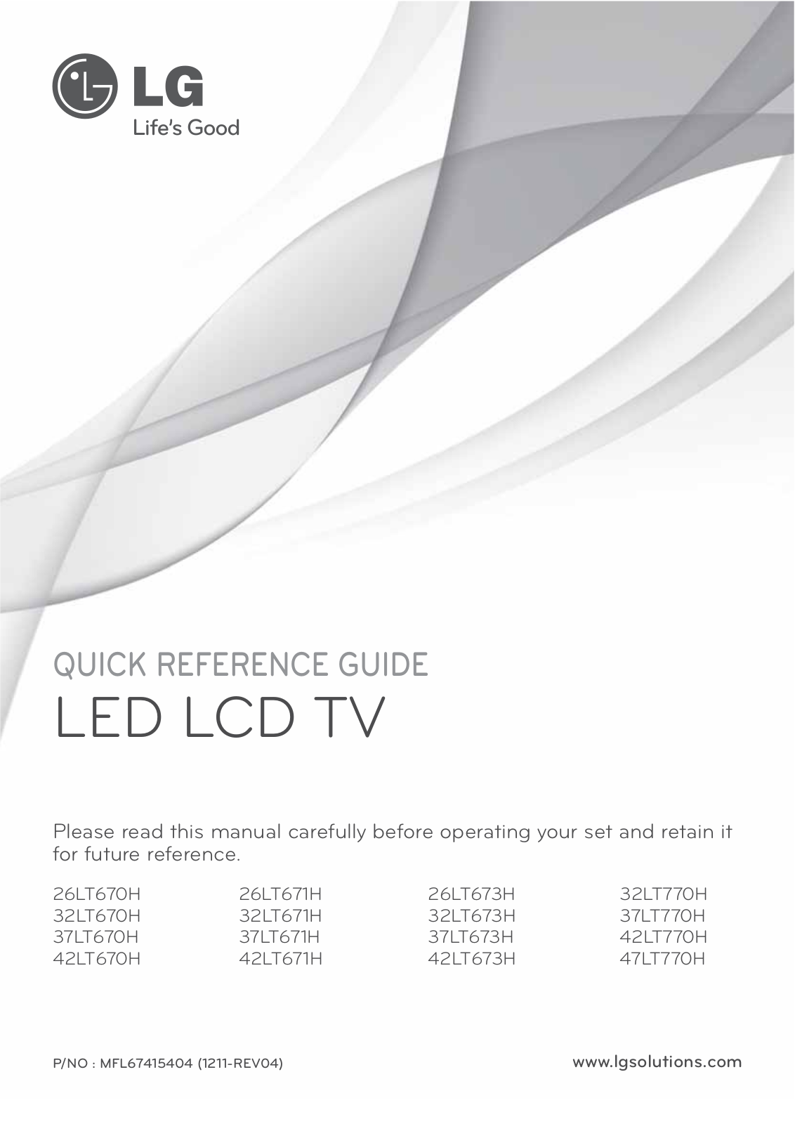 LG 26LT673HUA User Manual