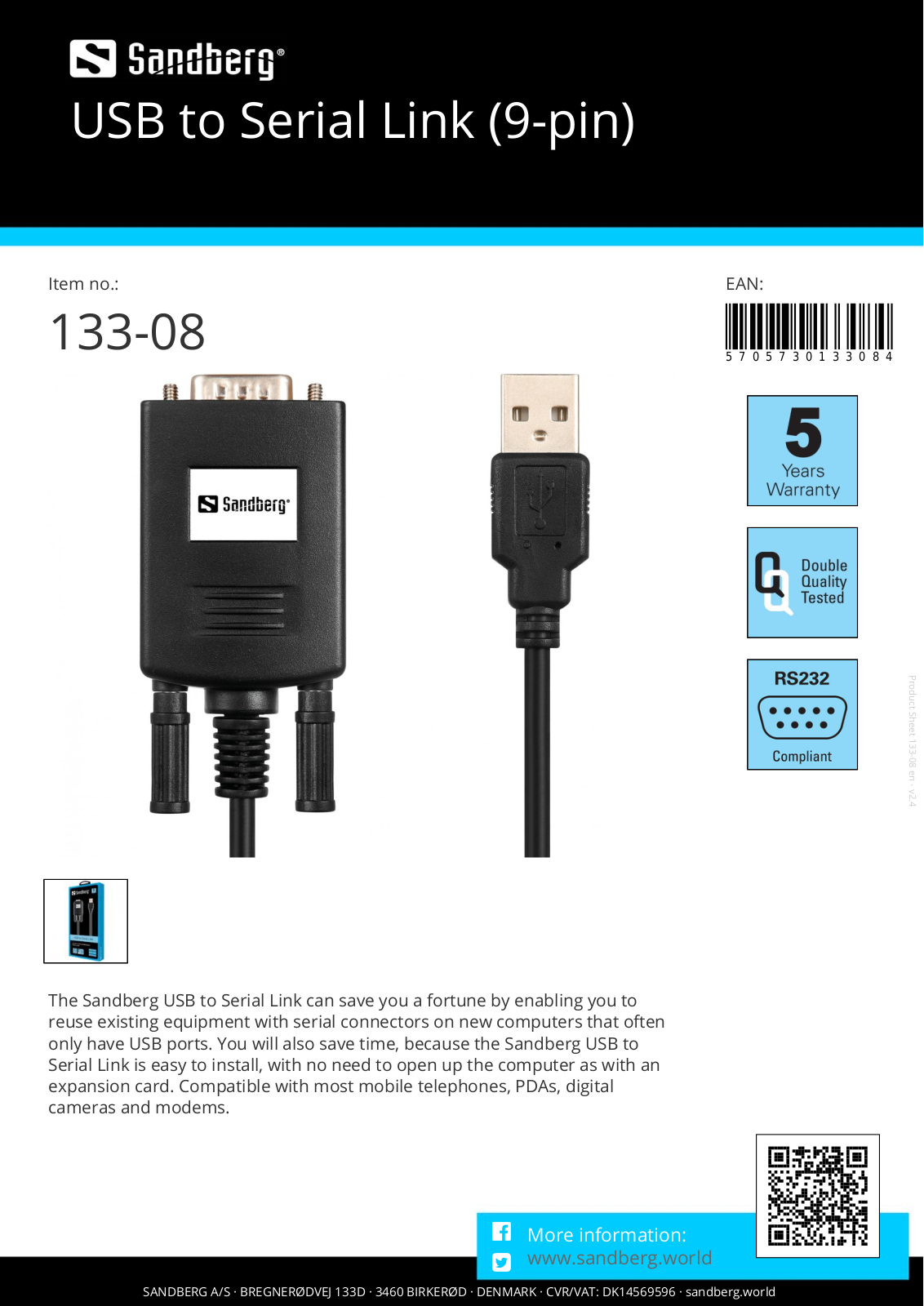 Sandberg 133-08 Datasheet