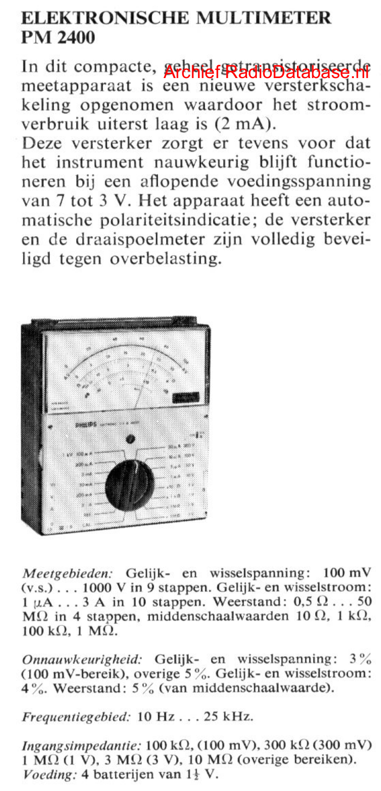 Philips PM2400 User Manual