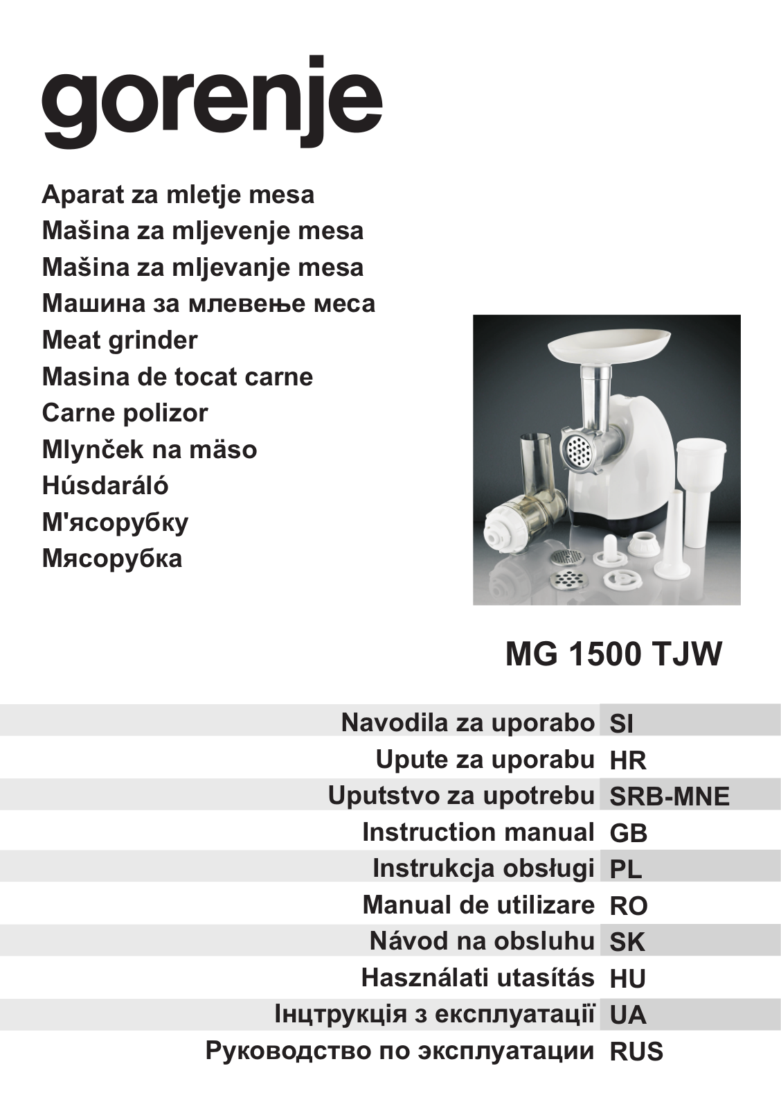 Gorenje MG1500TJW User Manual