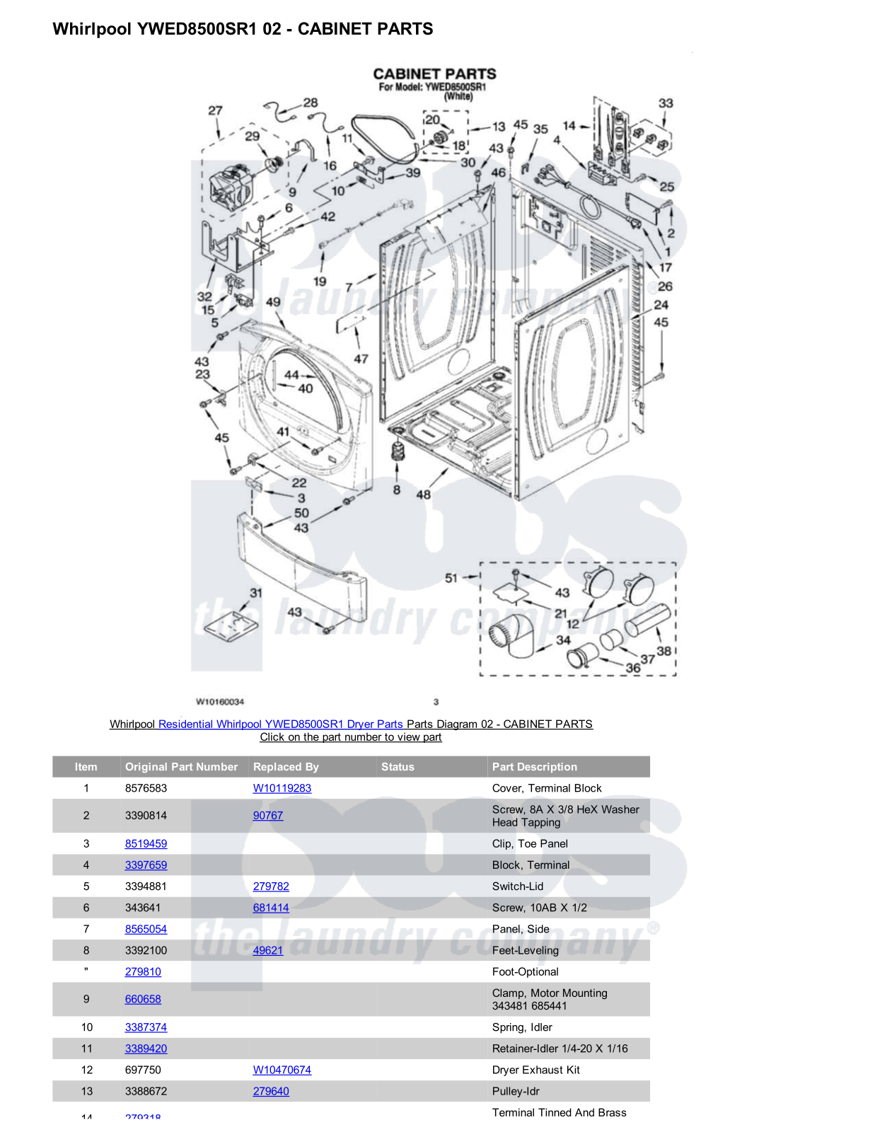 Whirlpool YWED8500SR1 Parts Diagram