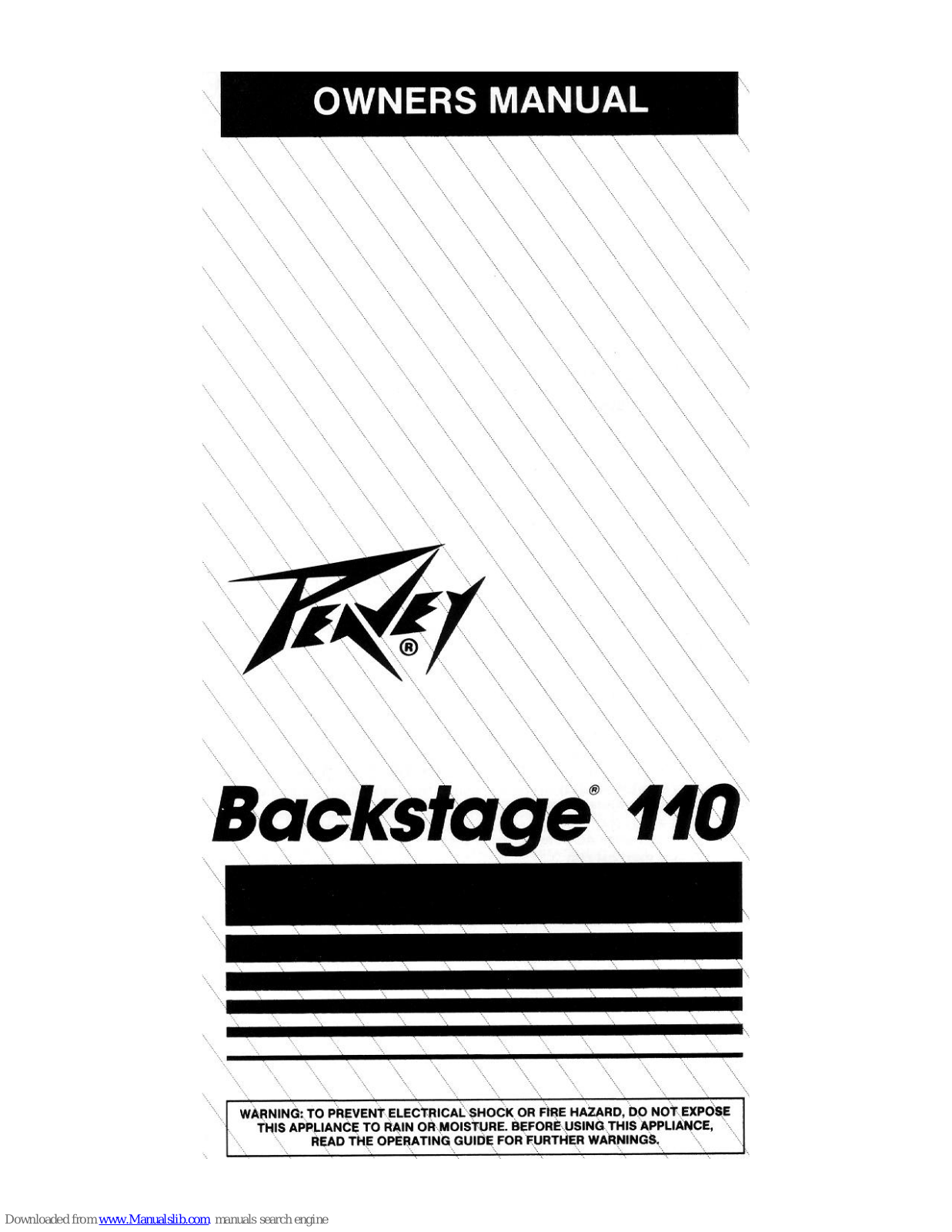 Peavey Backstage Backstage 110, Backstage 110 User Manual