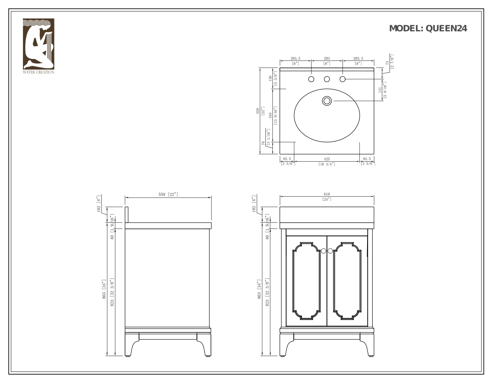 Water Creation VQU024QCCG02, VQU024QCCG01, VQU024QCCG00, VQU024QCCG43, VQU024QCCG68 Specifications