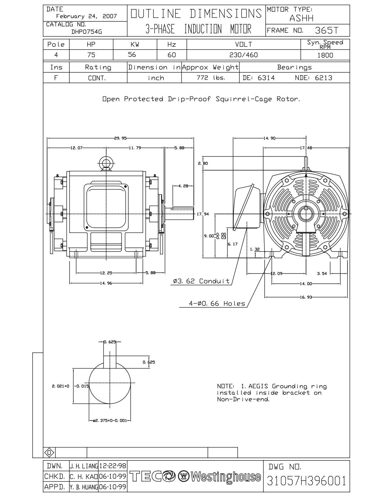 Teco DHP0754G Reference Drawing