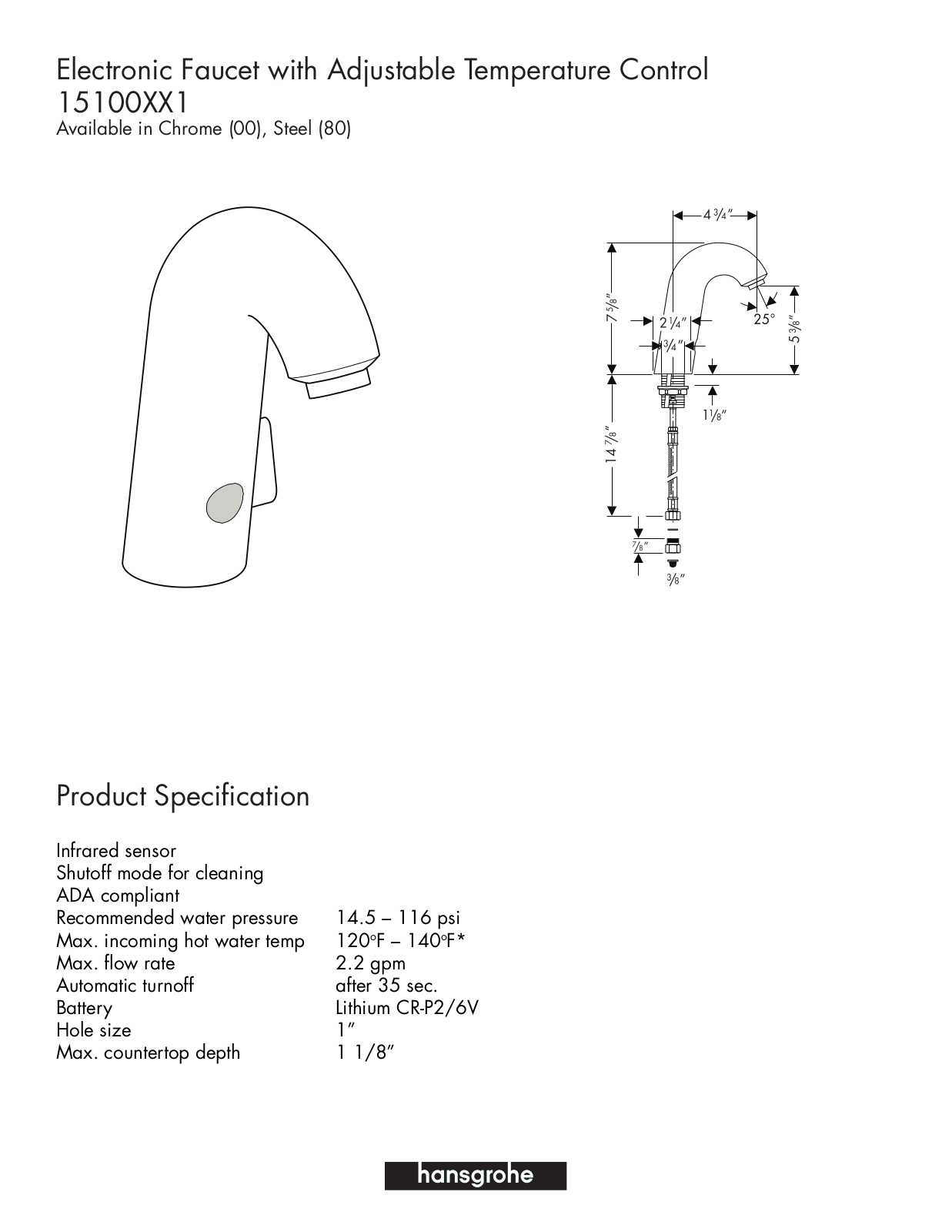 Hans Grohe 15100XX1 User Manual