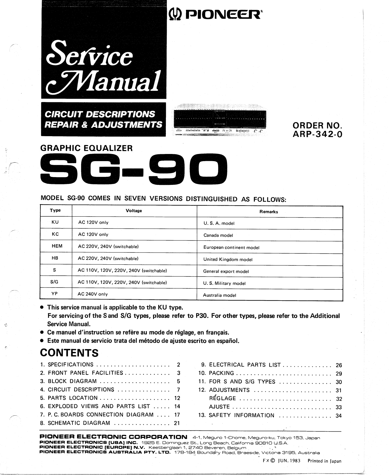 Pioneer SG-90 Service manual