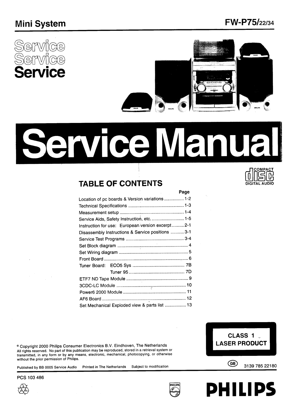 Philips FWP-75 Service manual