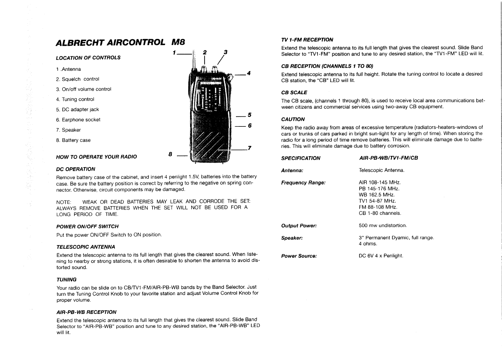 Albrecht Aircontrol M8 User guide