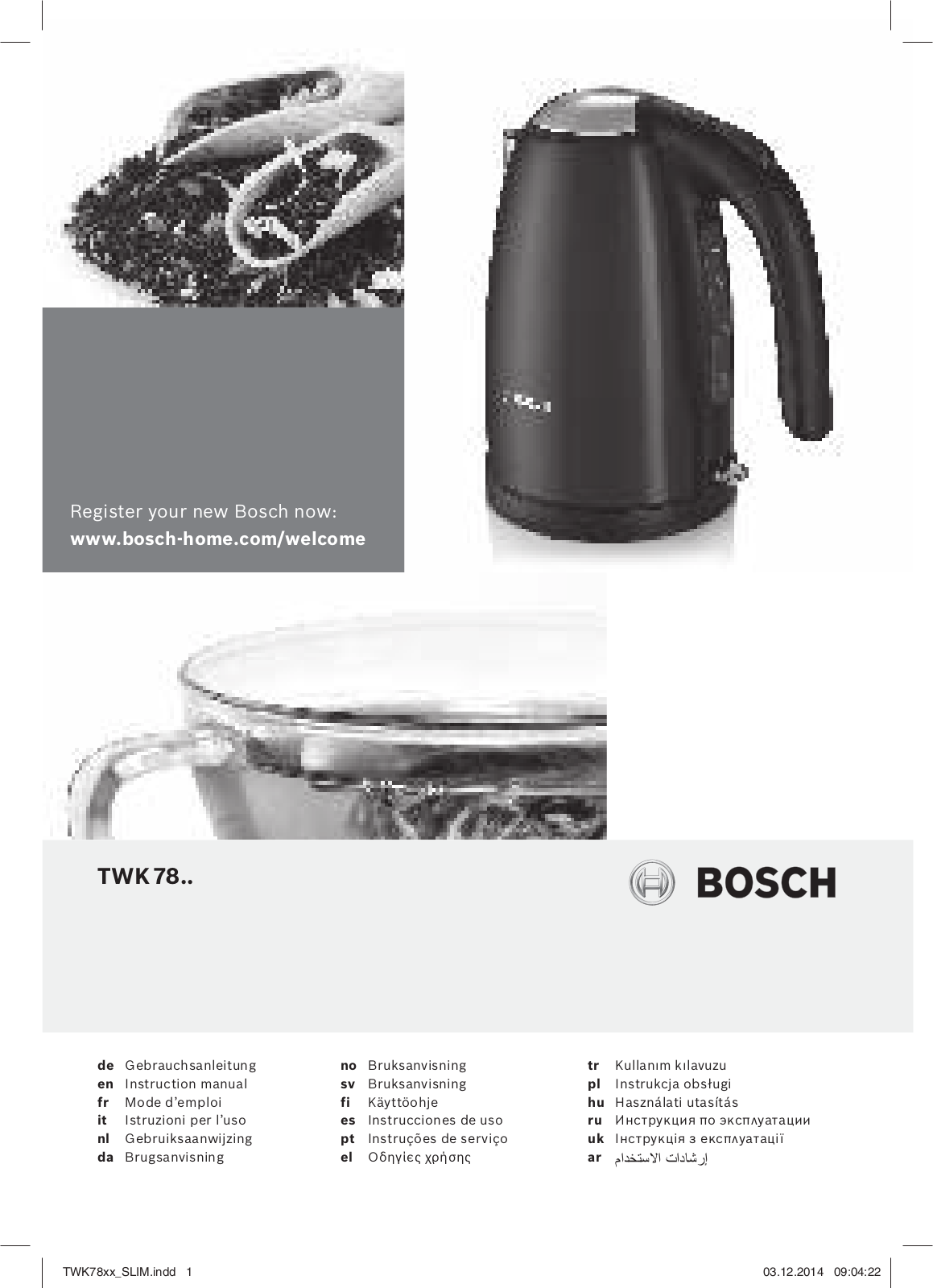 Bosch TWK7805 User Manual